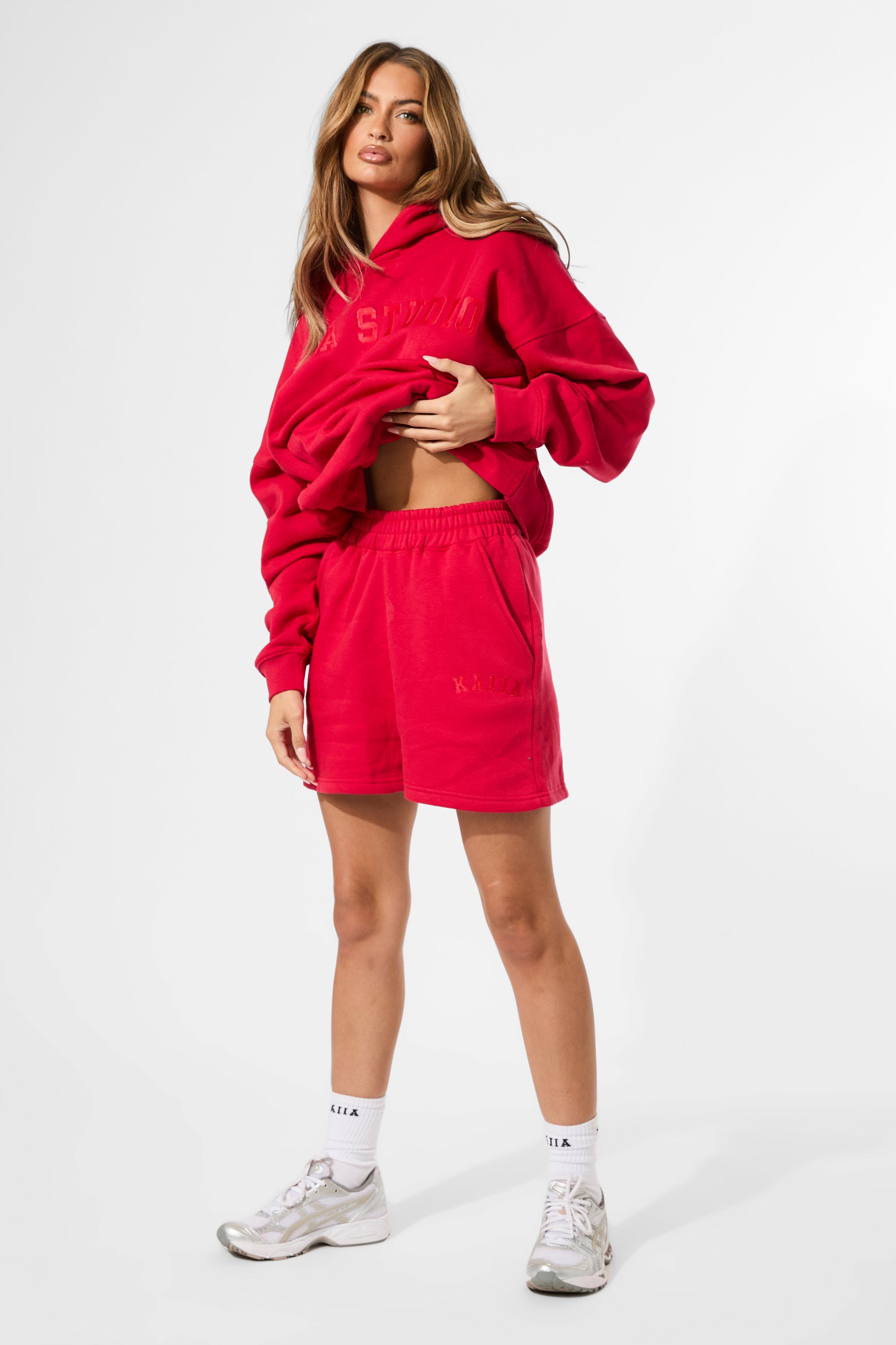 Kaiia Logo Sweat Shorts Red