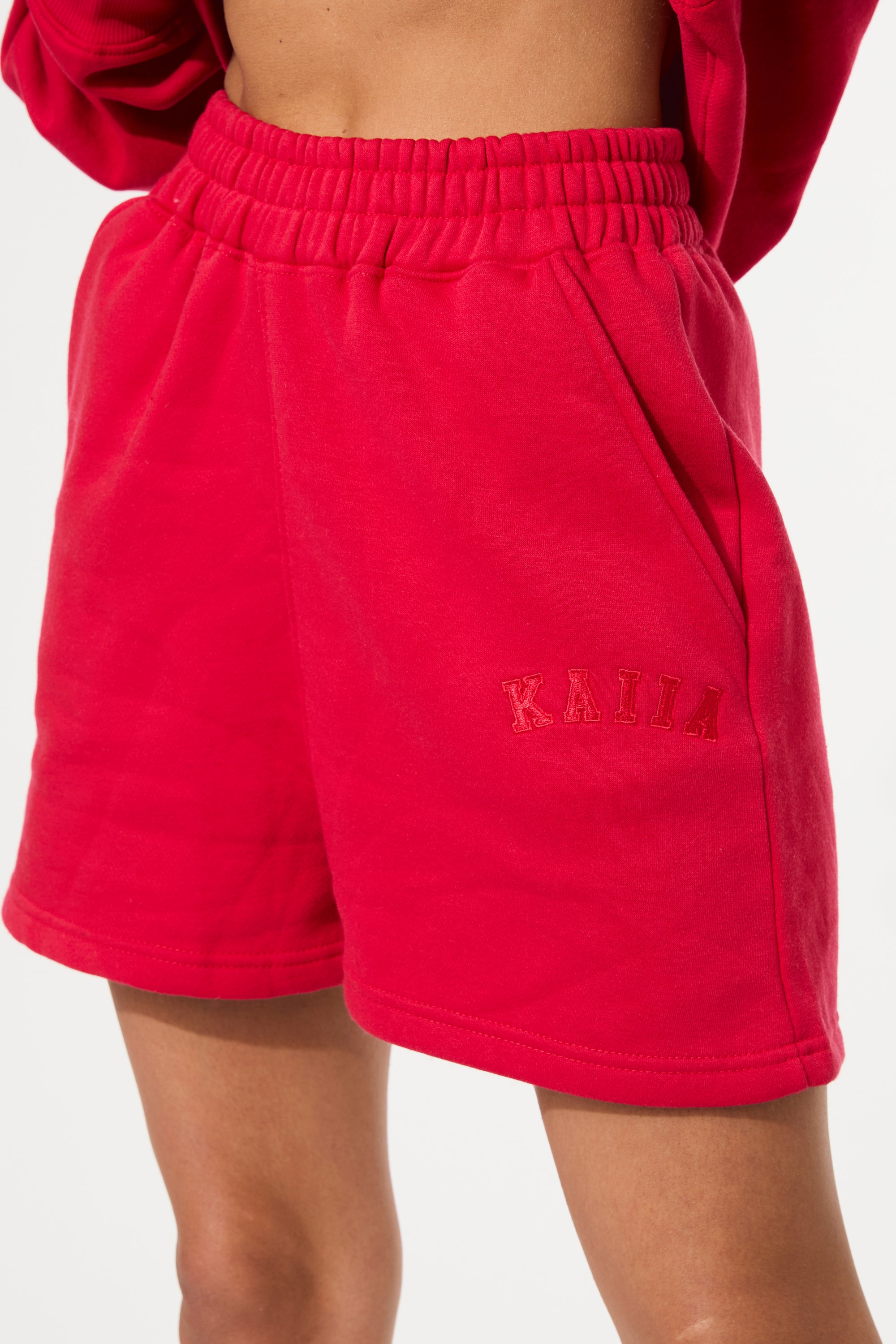 Kaiia Logo Sweat Shorts Red