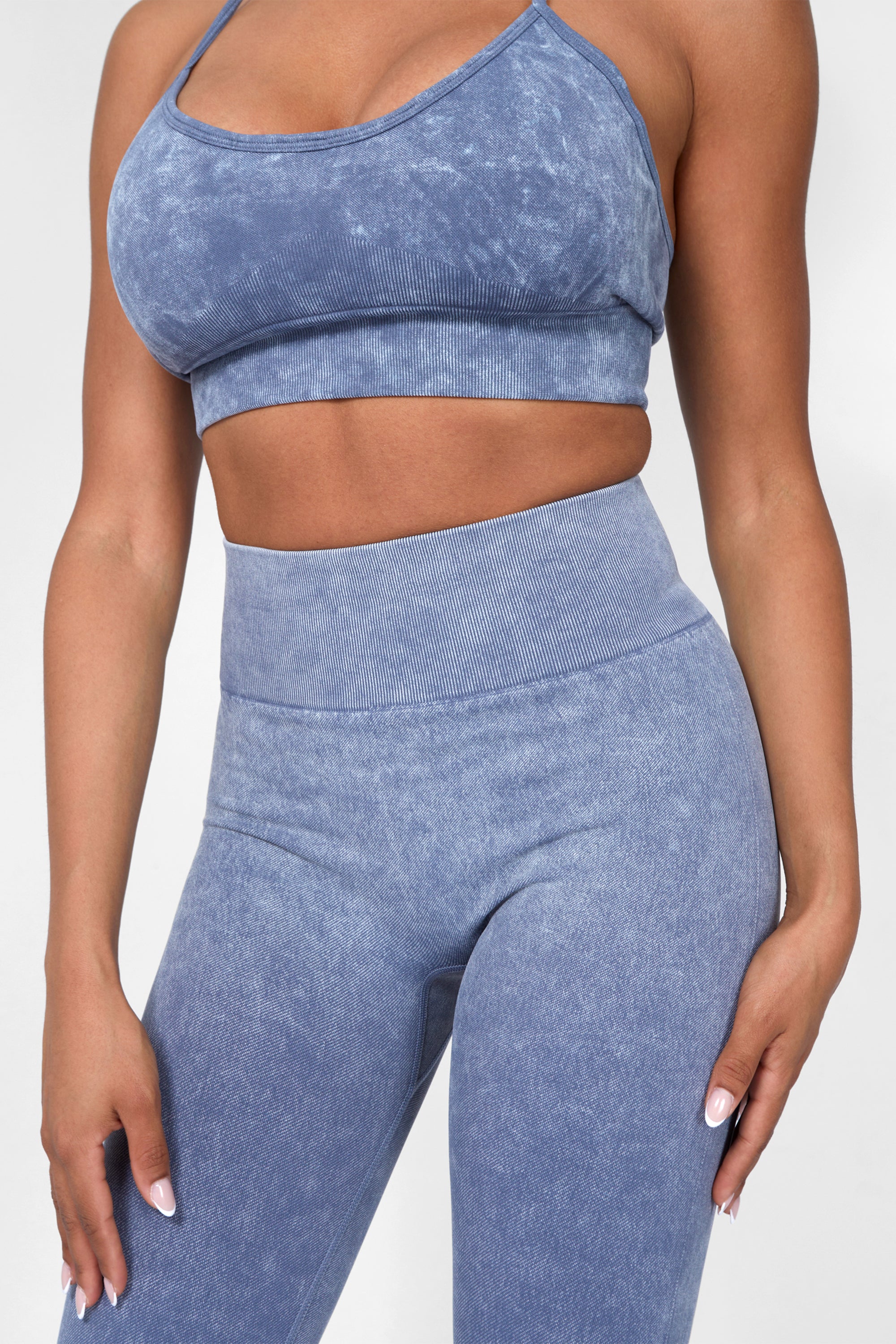 Seamless Acid Wash Bralet Top Grey Wash