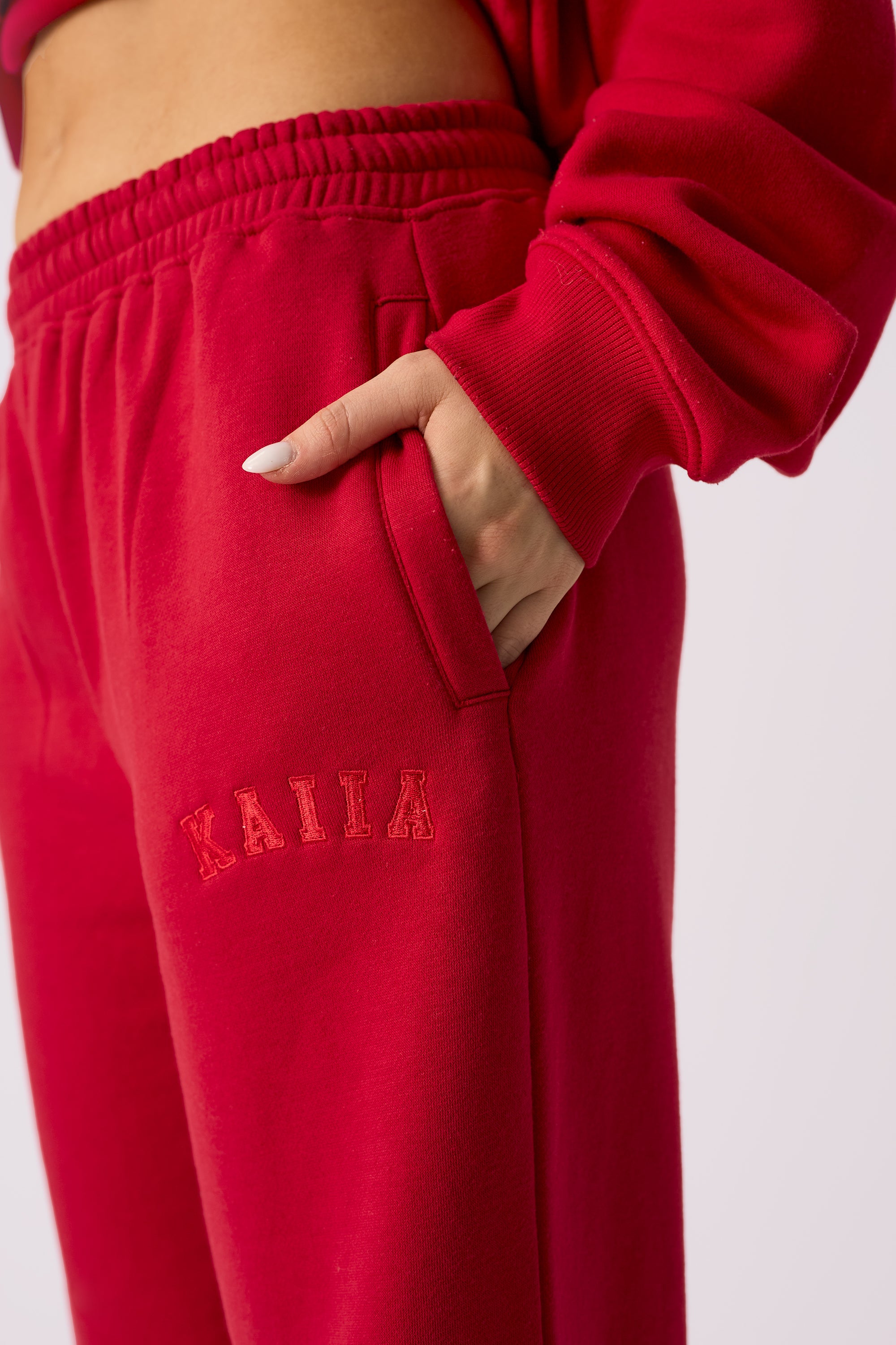 Kaiia Wide Leg Joggers Red