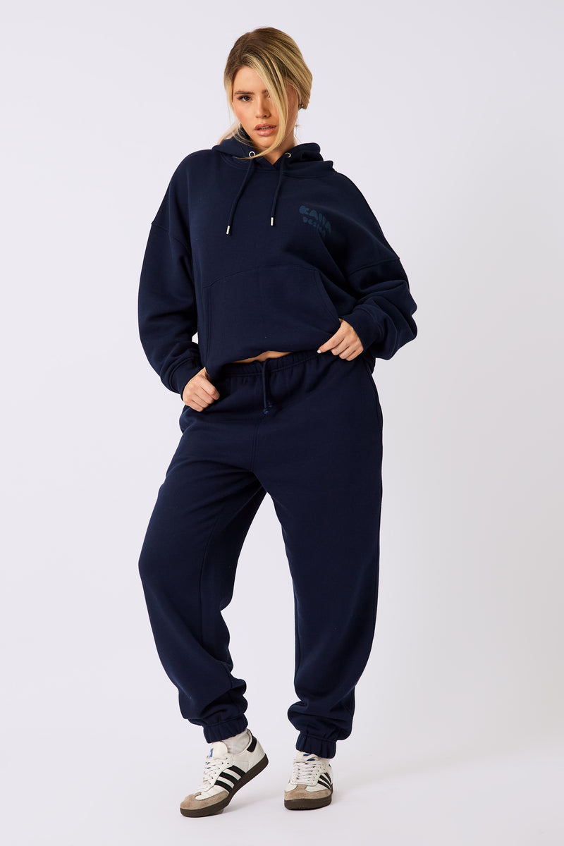 Kaiia Design Bubble Logo Oversized Hoodie Navy