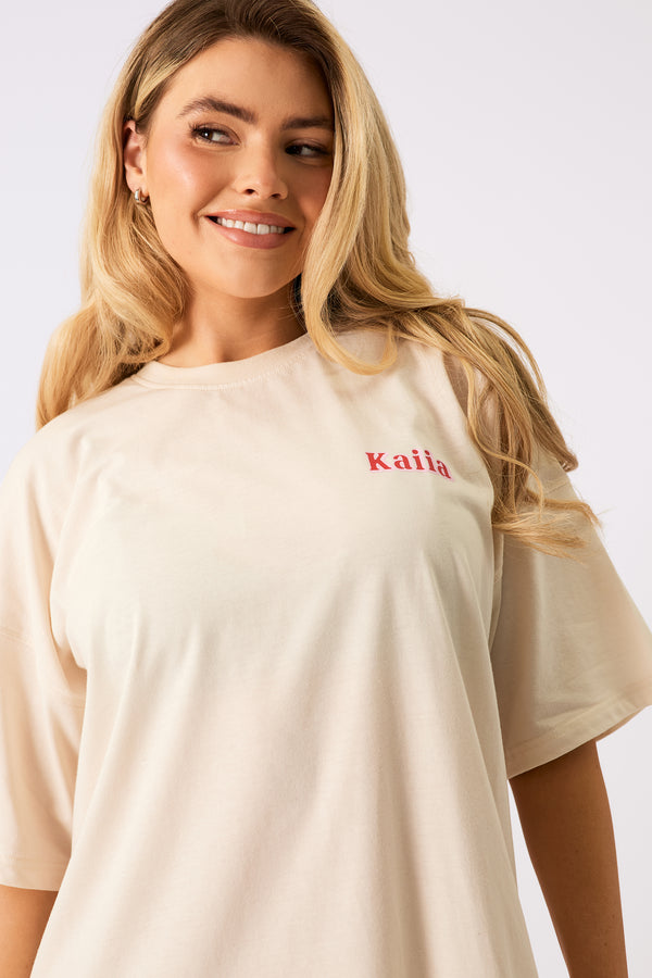 Kaiia Cowgirl Era Oversized T-Shirt Cream