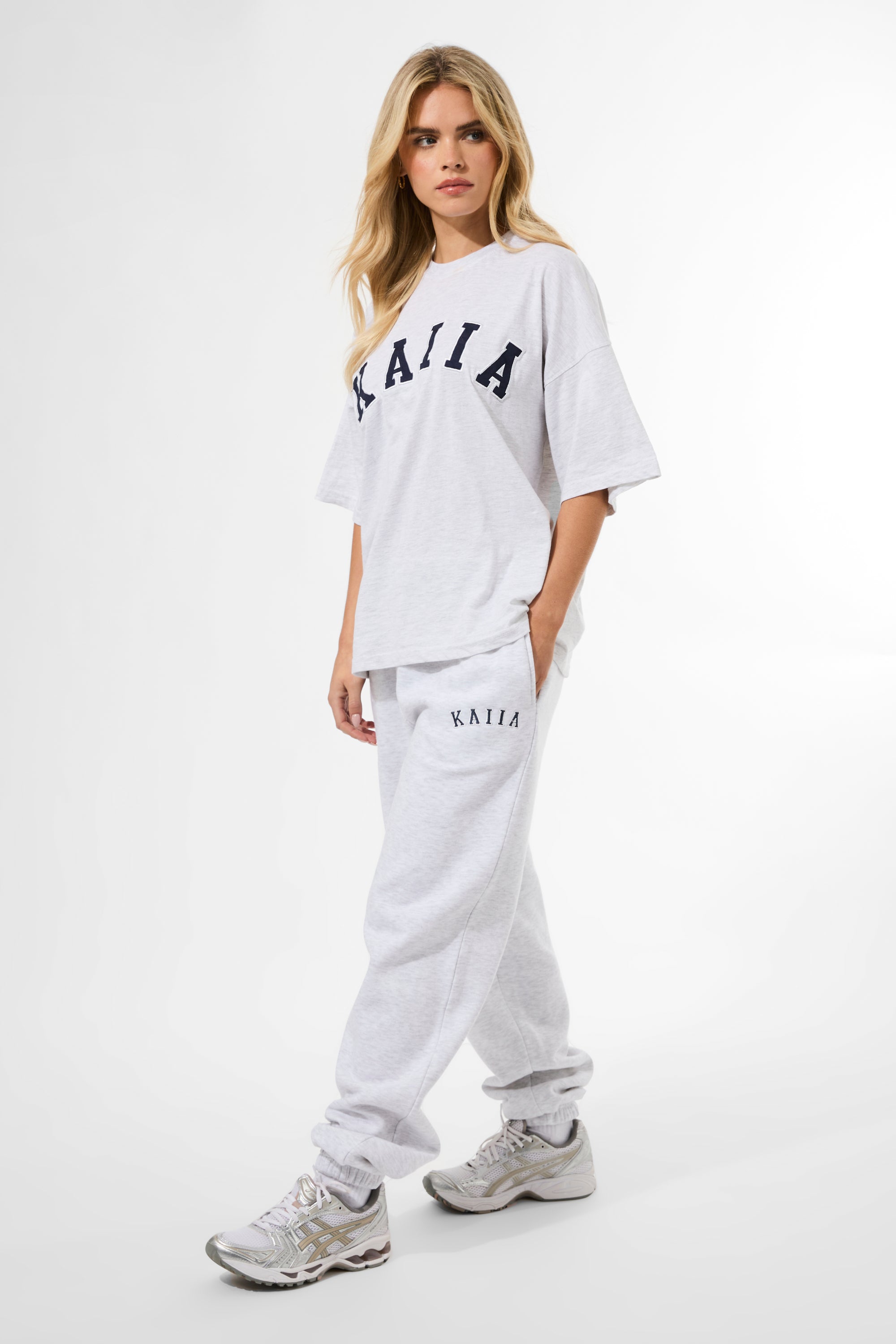 Kaiia Oversized T-shirt Grey Marl & Navy