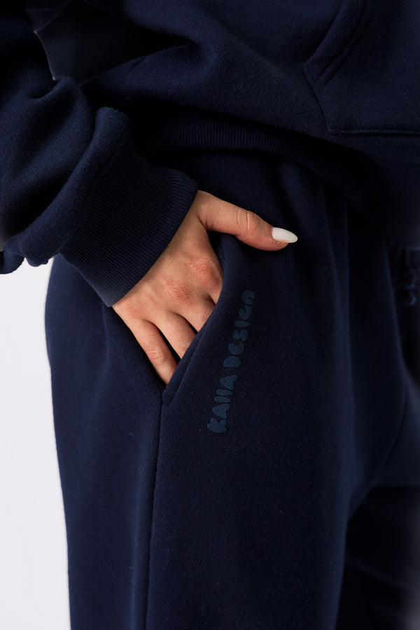 Kaiia Design Bubble Logo Cuffed Joggers Navy