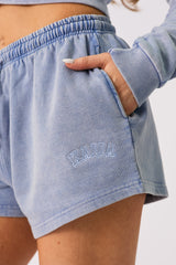 Kaiia Logo Mini Sweat Shorts Washed Blue