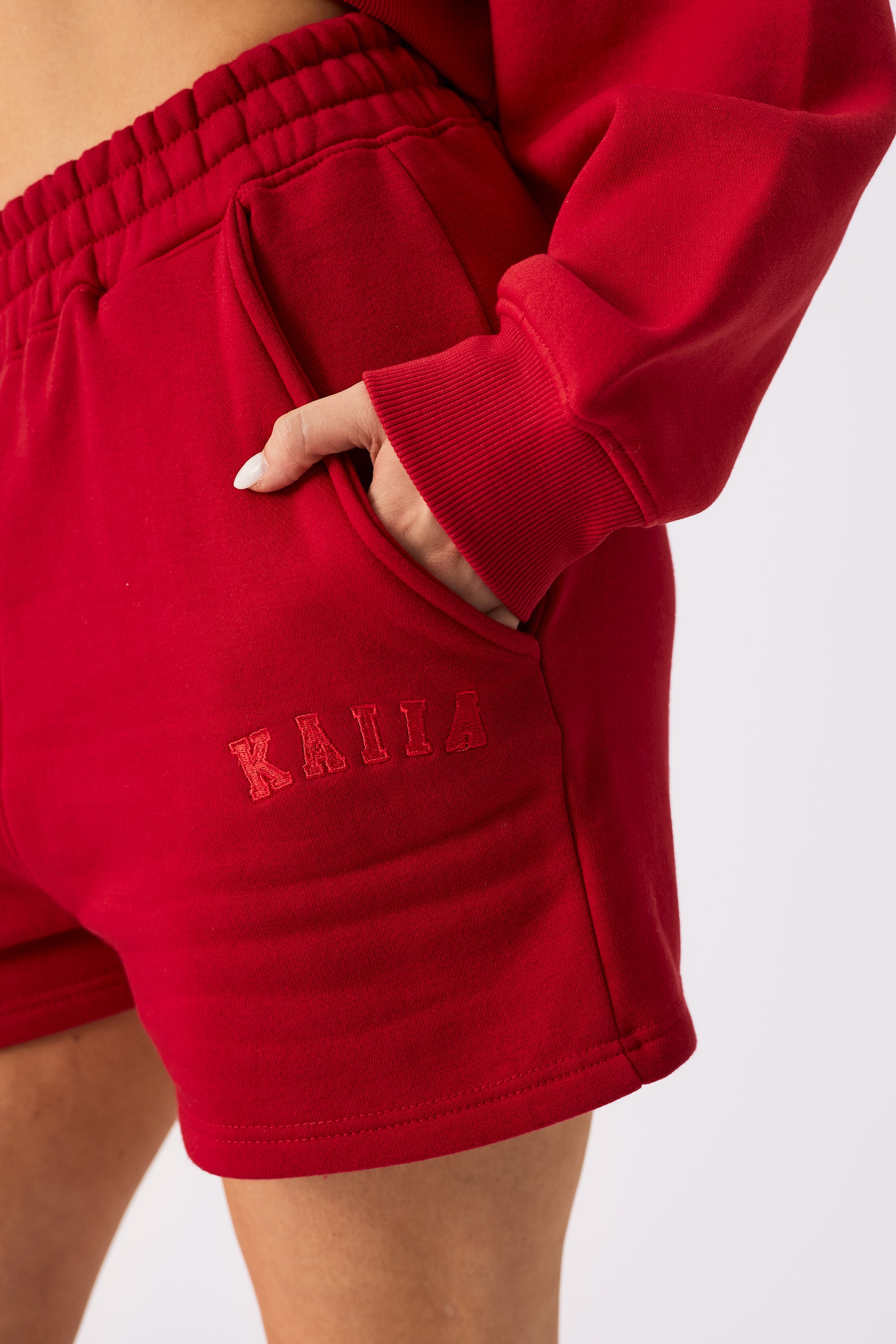 Kaiia Logo Sweat Shorts Red