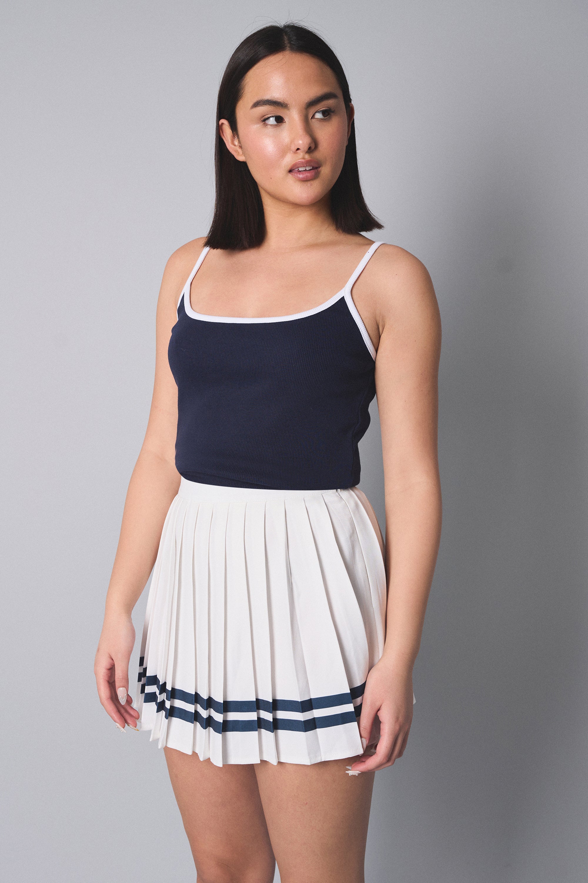 Kaiia Contrast Cami Vest Top Navy