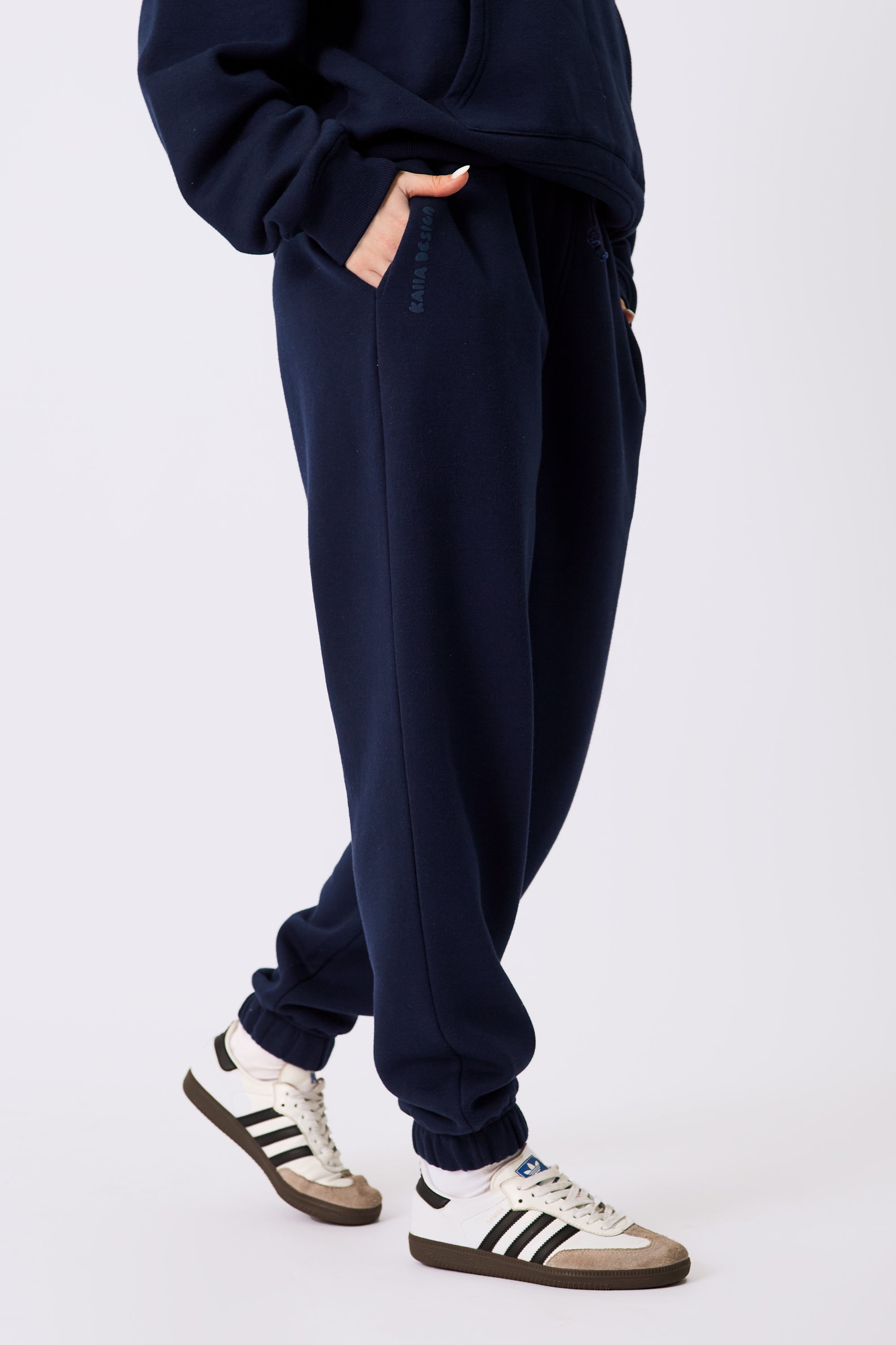 Kaiia Design Bubble Logo Cuffed Joggers Navy