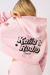 Kaiia Rodeo Bubble Logo Cropped Oversized Hoodie Baby Pink