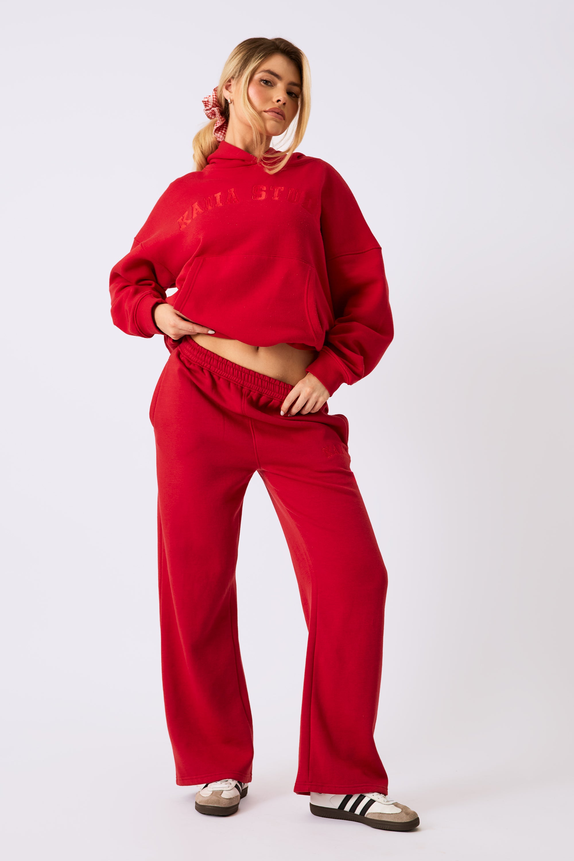 Kaiia Wide Leg Joggers Red