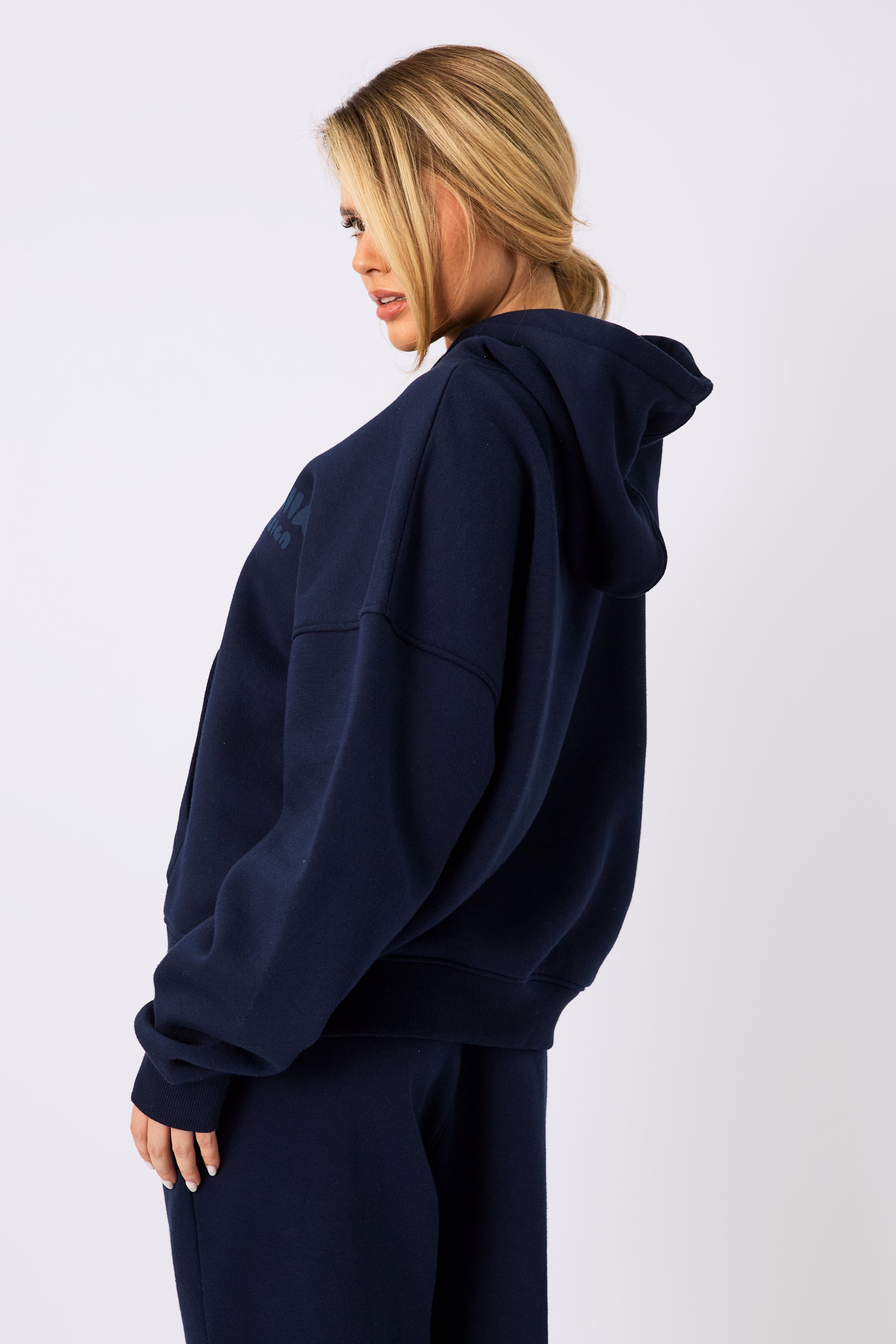 Kaiia Design Bubble Logo Oversized Hoodie Navy