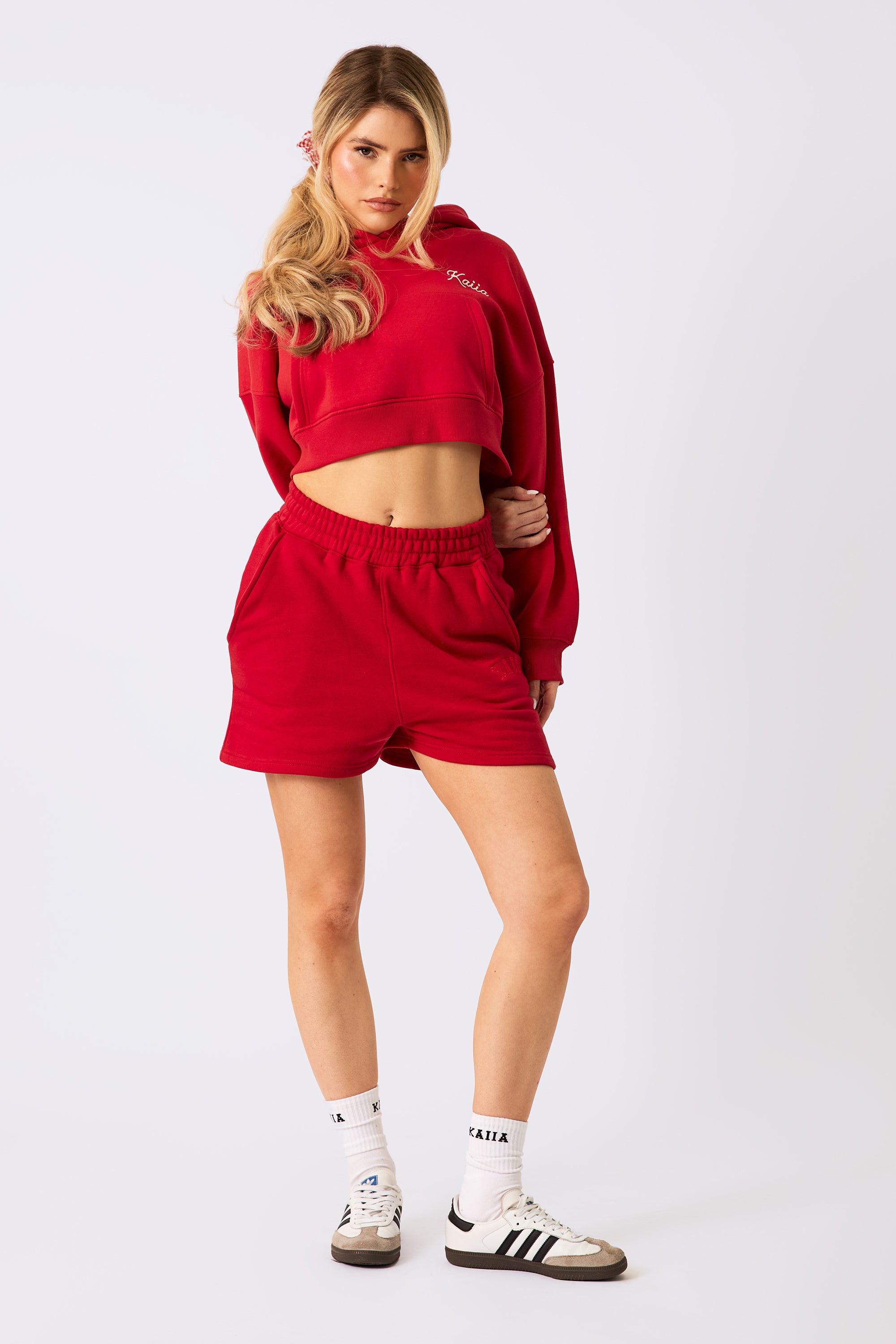 Kaiia Logo Sweat Shorts Red