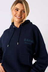 Kaiia Design Bubble Logo Oversized Hoodie Navy