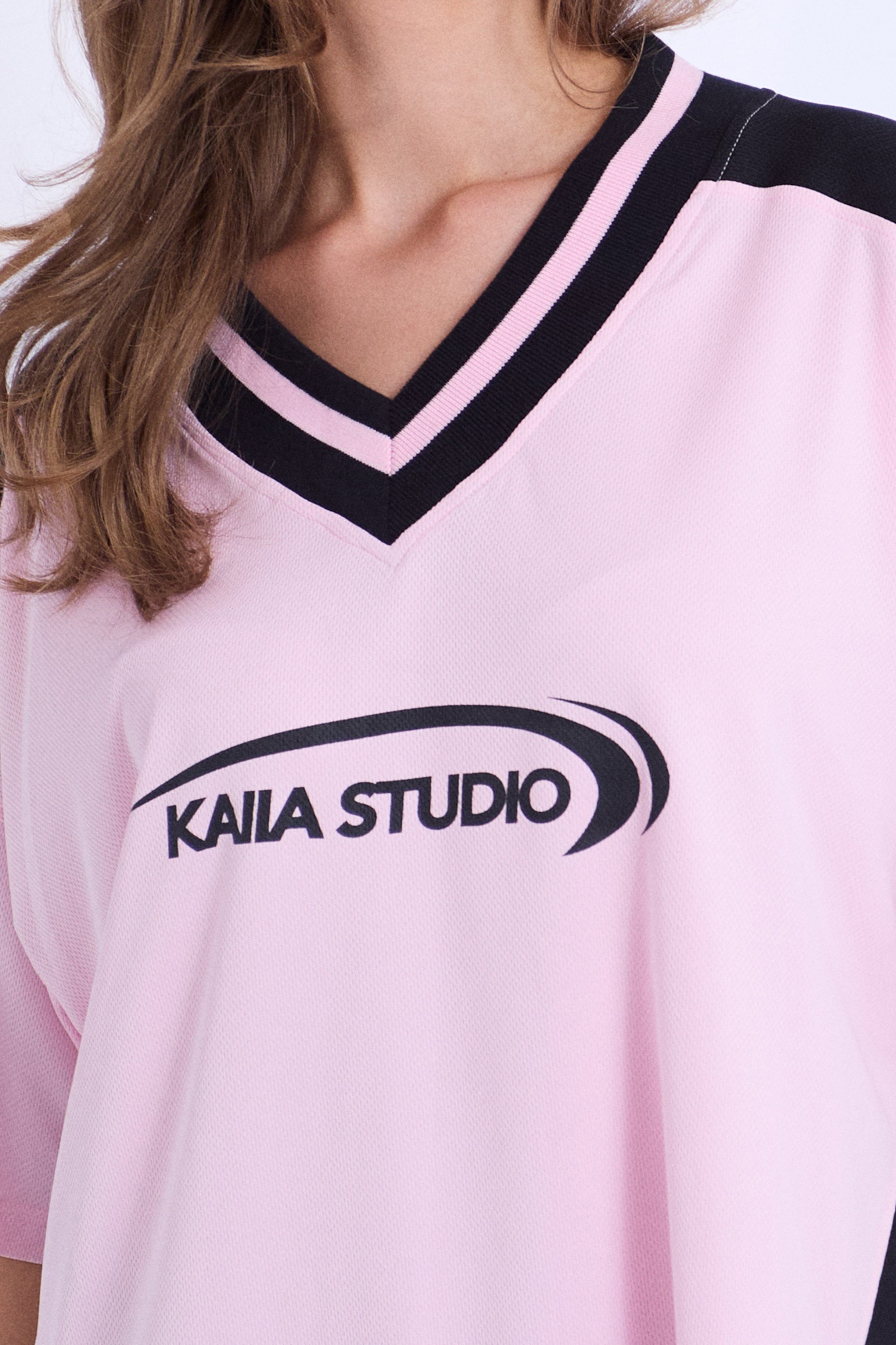 Kaiia Studio Football Shirt Pink & Black