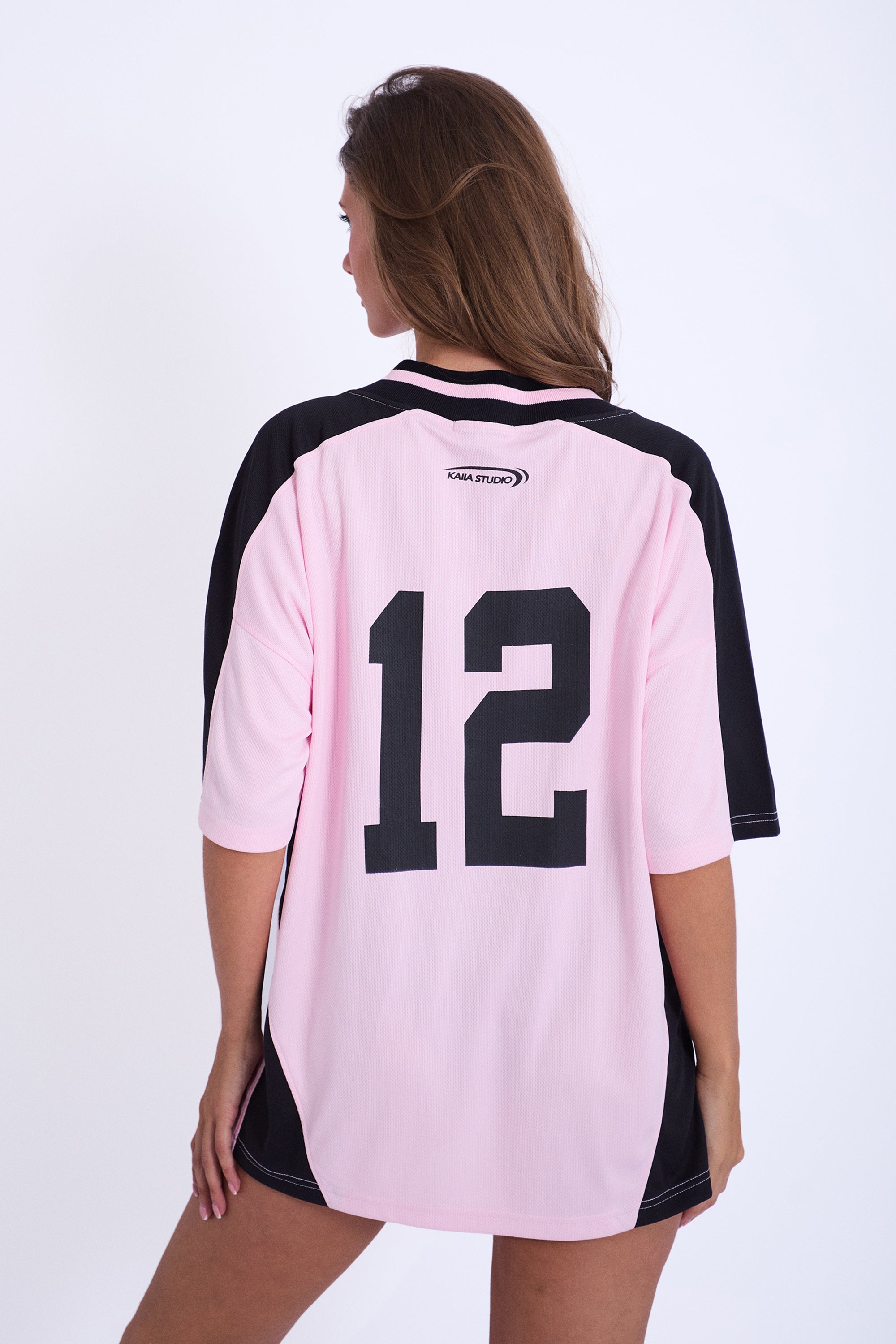 Kaiia Studio Football Shirt Pink & Black