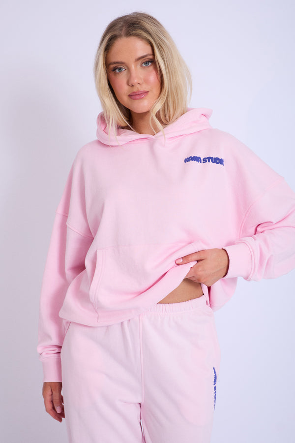 Kaiia Studio Bubble Logo Oversized Hoodie Baby Pink & Blue