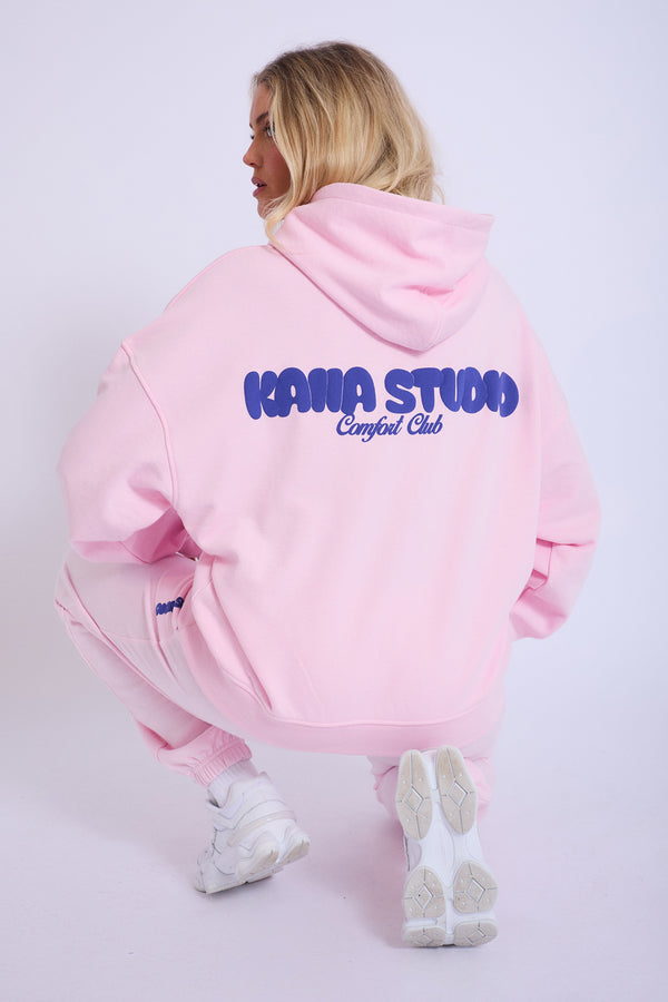 Kaiia Studio Bubble Logo Oversized Hoodie Baby Pink & Blue