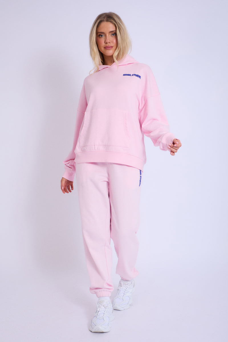 Kaiia Studio Bubble Logo Cuffed Joggers Baby Pink & Blue