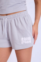 Kaiia Studio Bubble Logo Sweat Shorts Light Grey