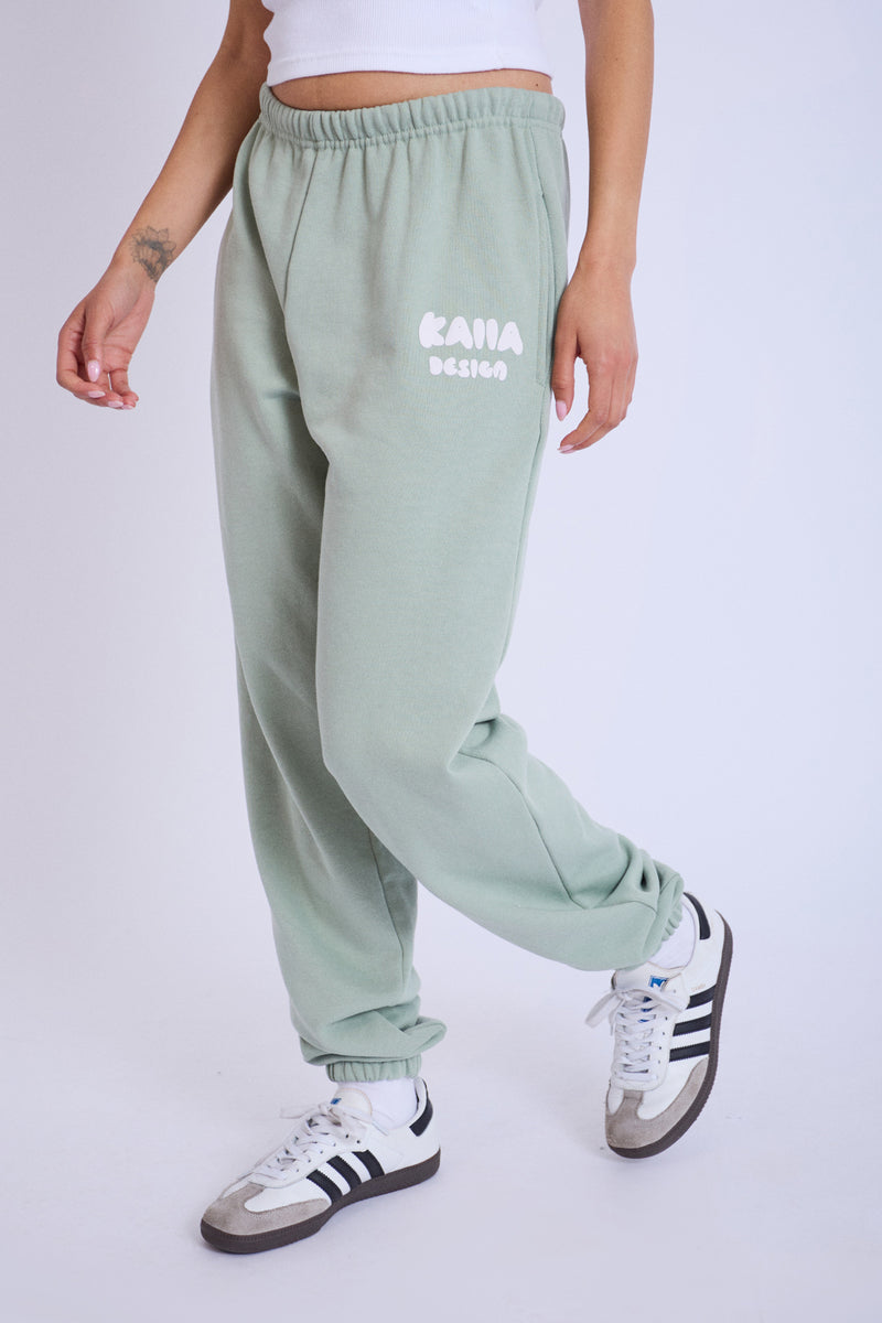 Kaiia Design Bubble Logo Cuffed Joggers Sage Green