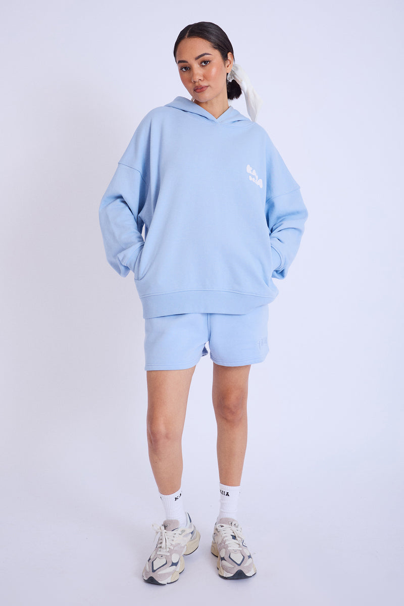 Kaiia Design Bubble Logo Oversized Hoodie Baby Blue