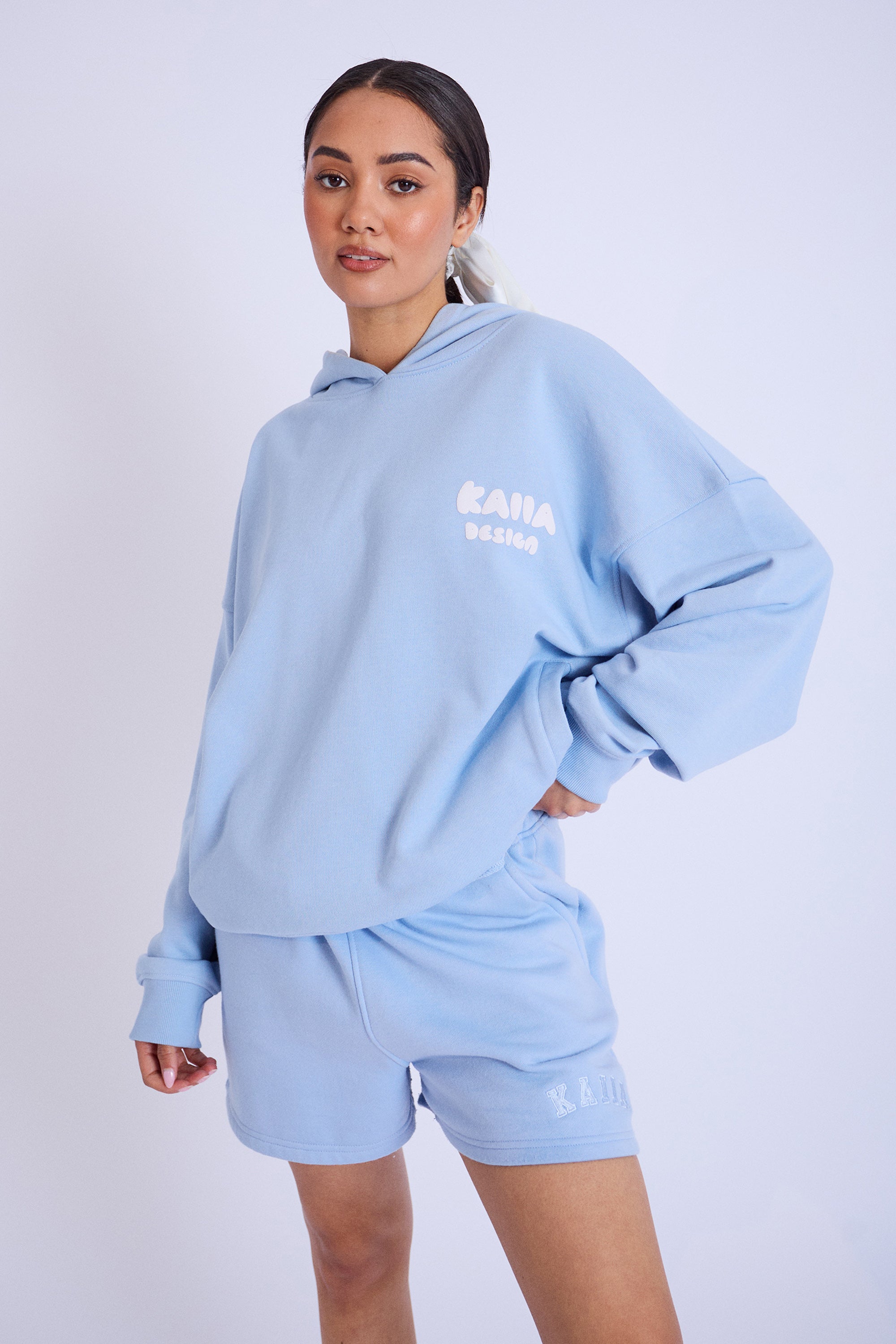 Kaiia Design Bubble Logo Oversized Hoodie Baby Blue