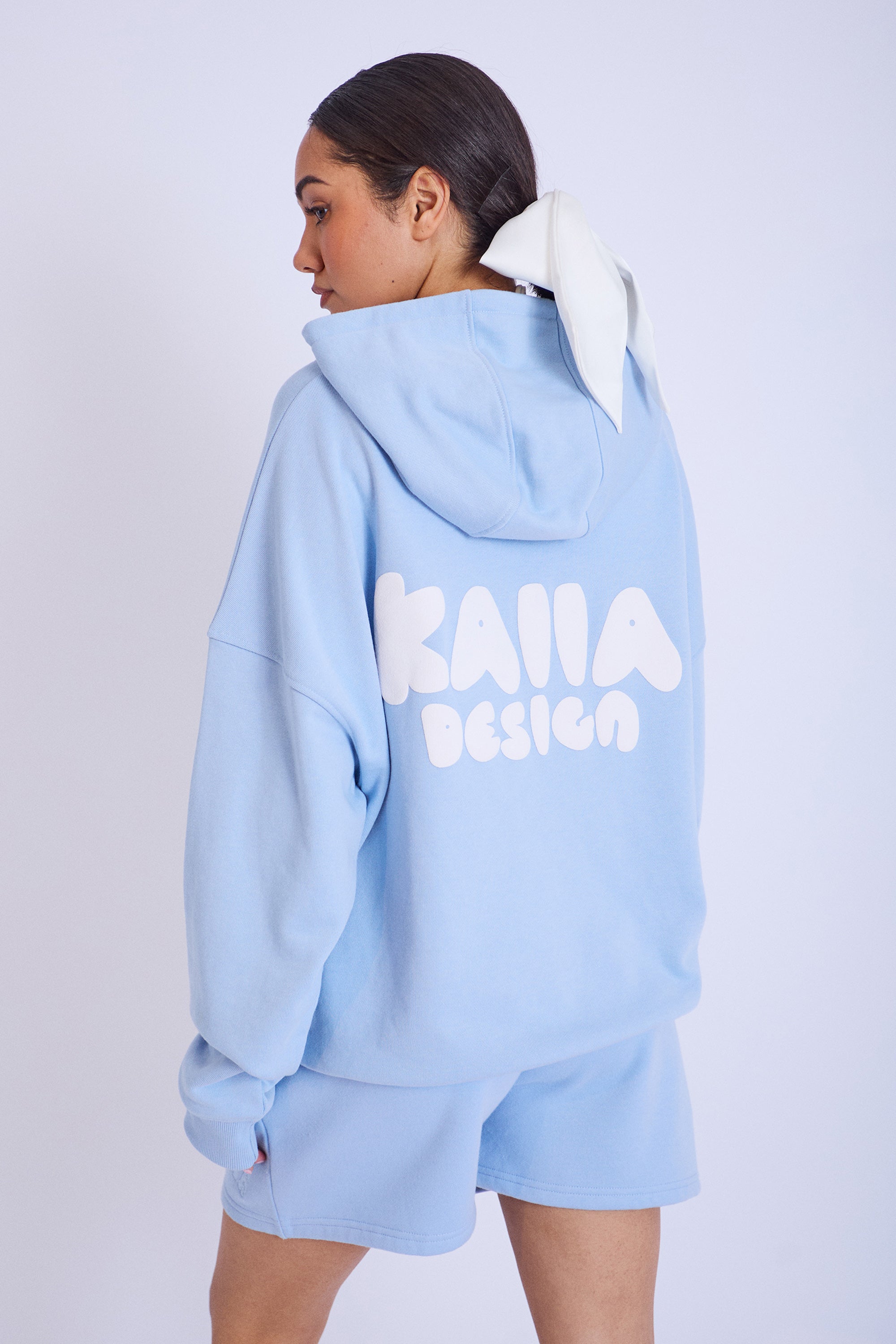 Kaiia Design Bubble Logo Oversized Hoodie Baby Blue