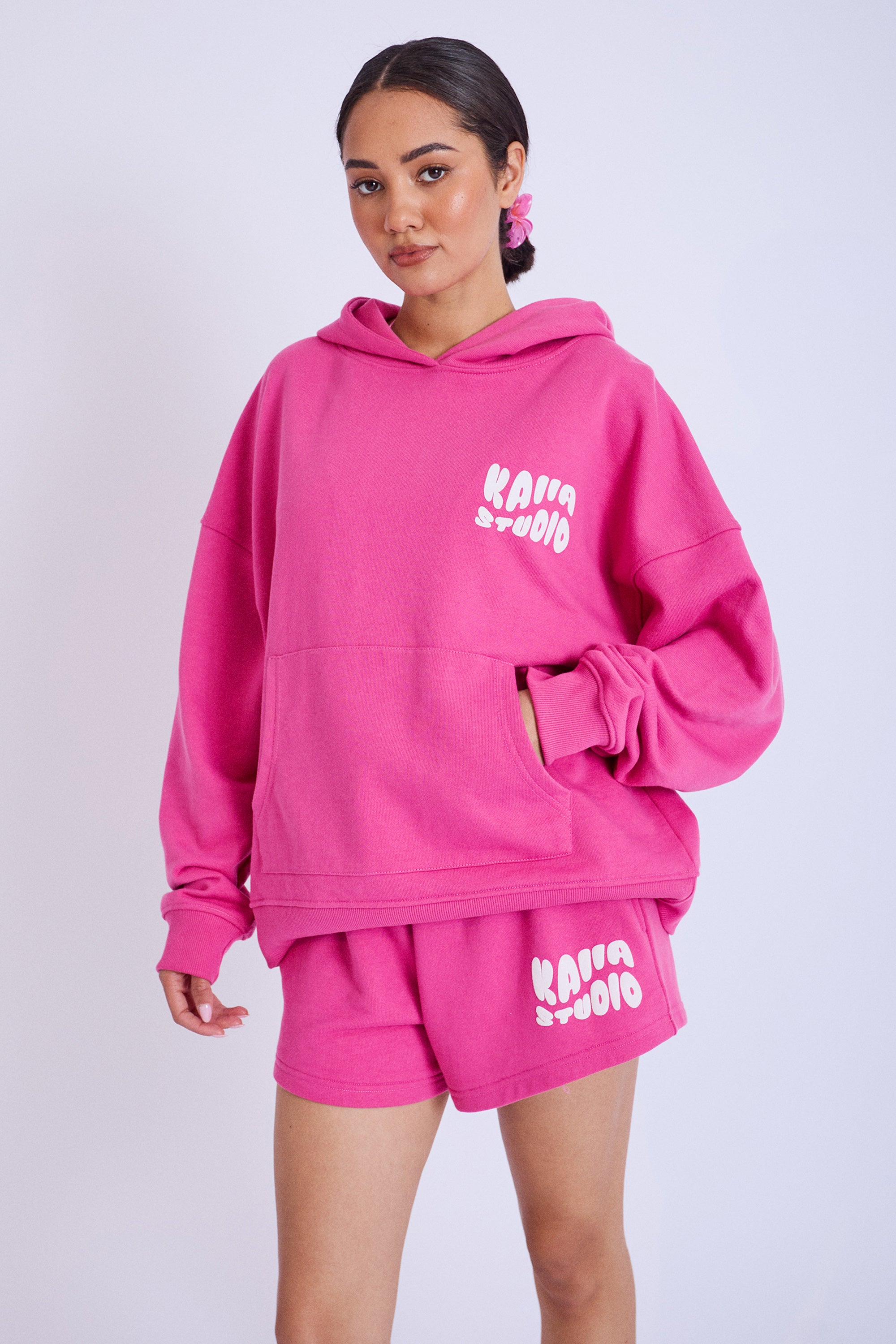 Kaiia Studio Bubble Logo Oversized Hoodie Pink | Kaiia