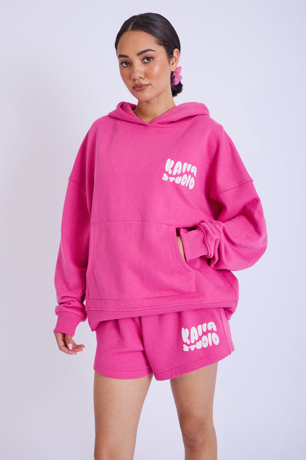 Kaiia Studio Bubble Logo Oversized Hoodie Pink