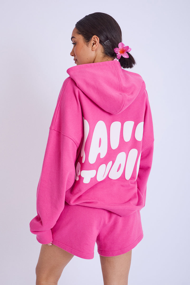 Kaiia Studio Bubble Logo Oversized Hoodie Pink