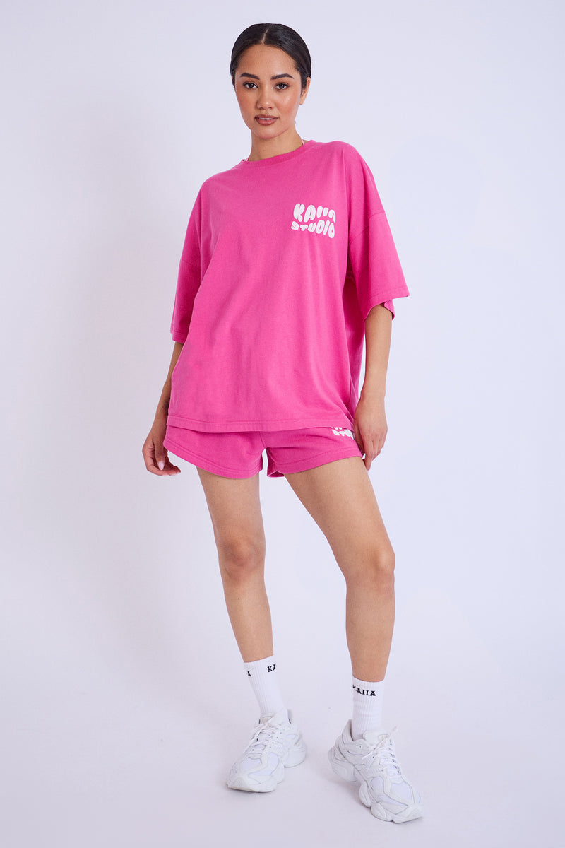 Kaiia Studio Bubble Logo Oversized T-shirt Pink