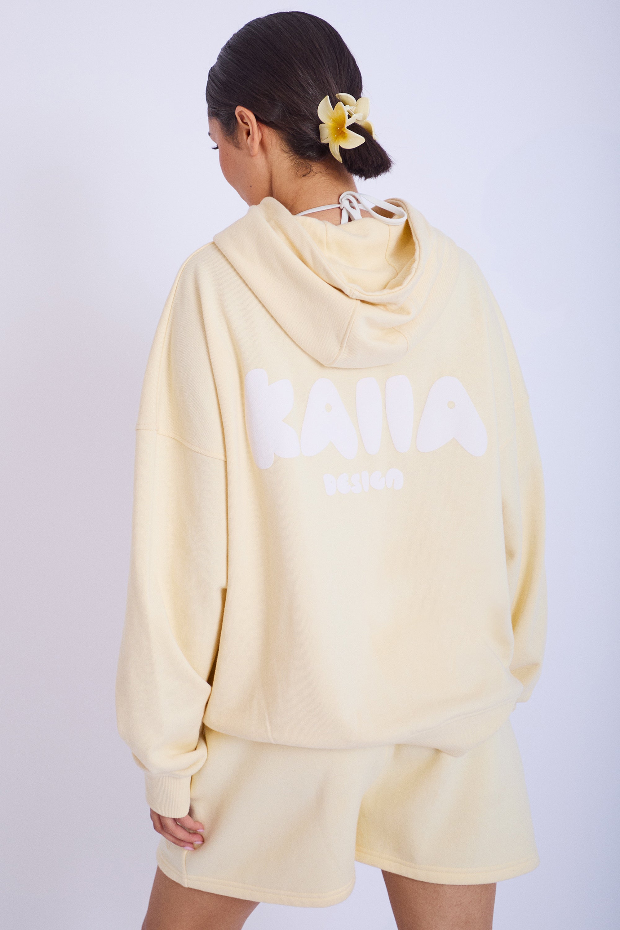 Kaiia Design Bubble Logo Oversized Hoodie Lemon