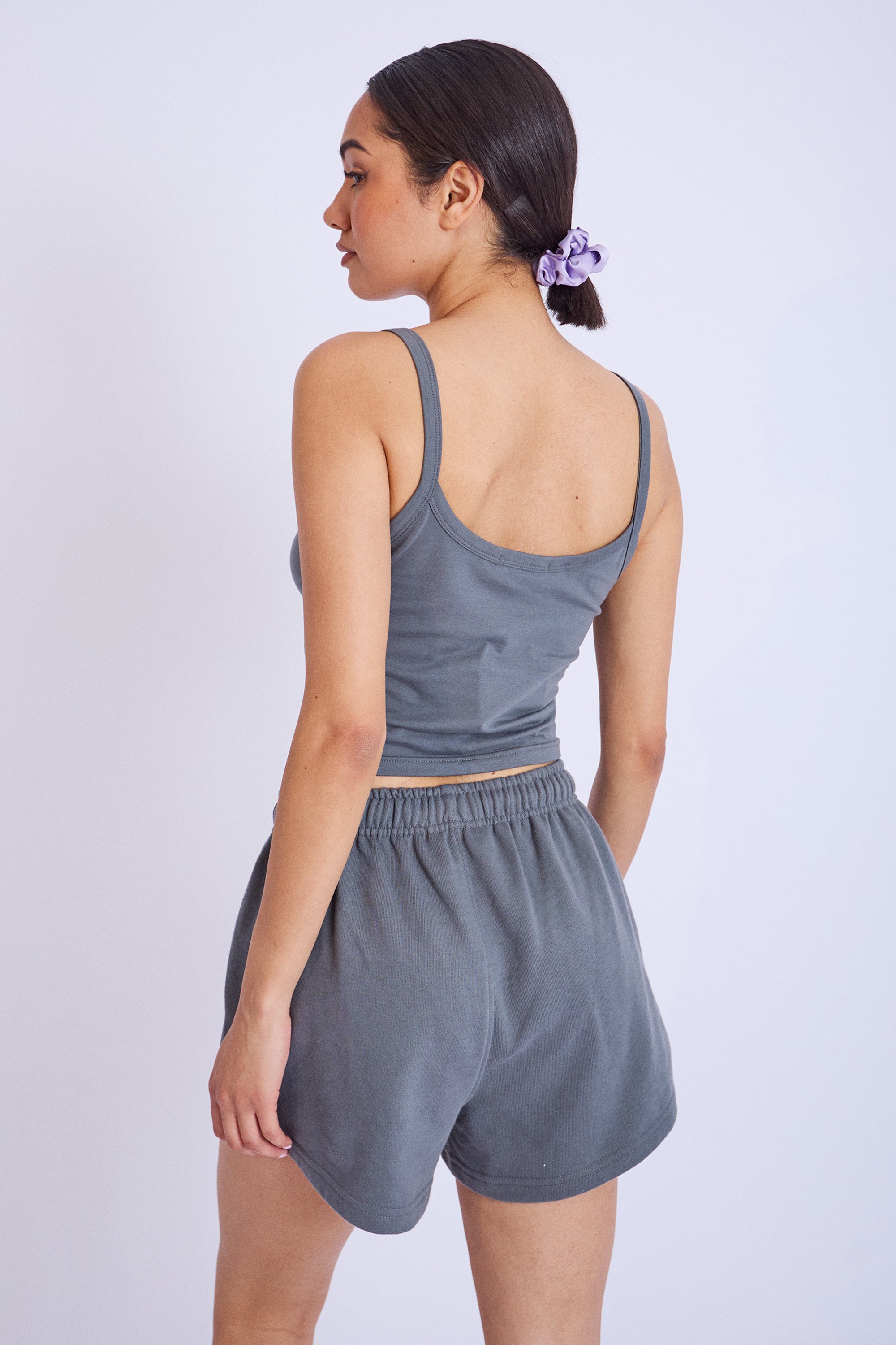 Kaiia Studio Bubble Logo Sweat Shorts Dark Grey & Lilac