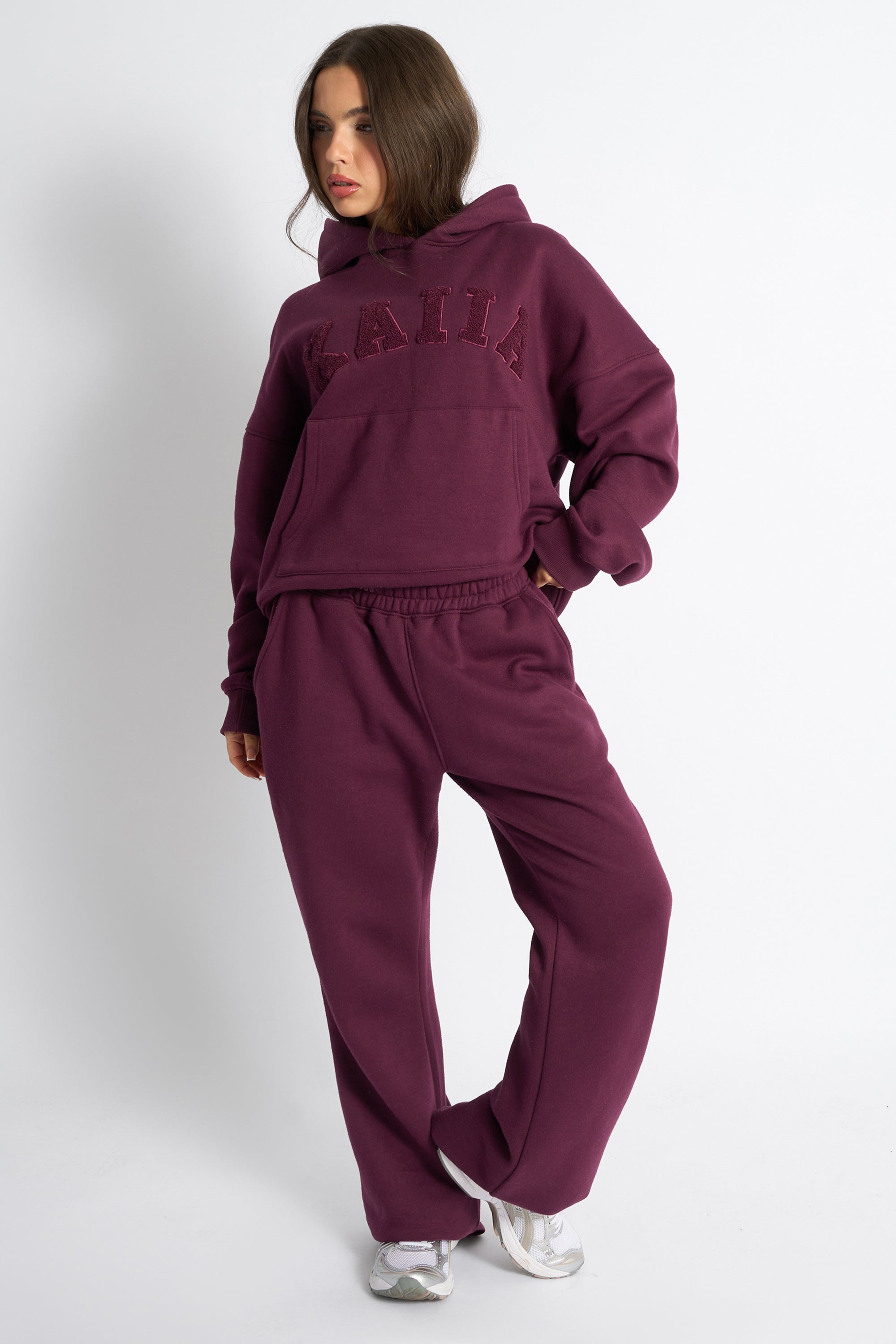 Kaiia Wide Leg Sweat Pants Deep Burgundy