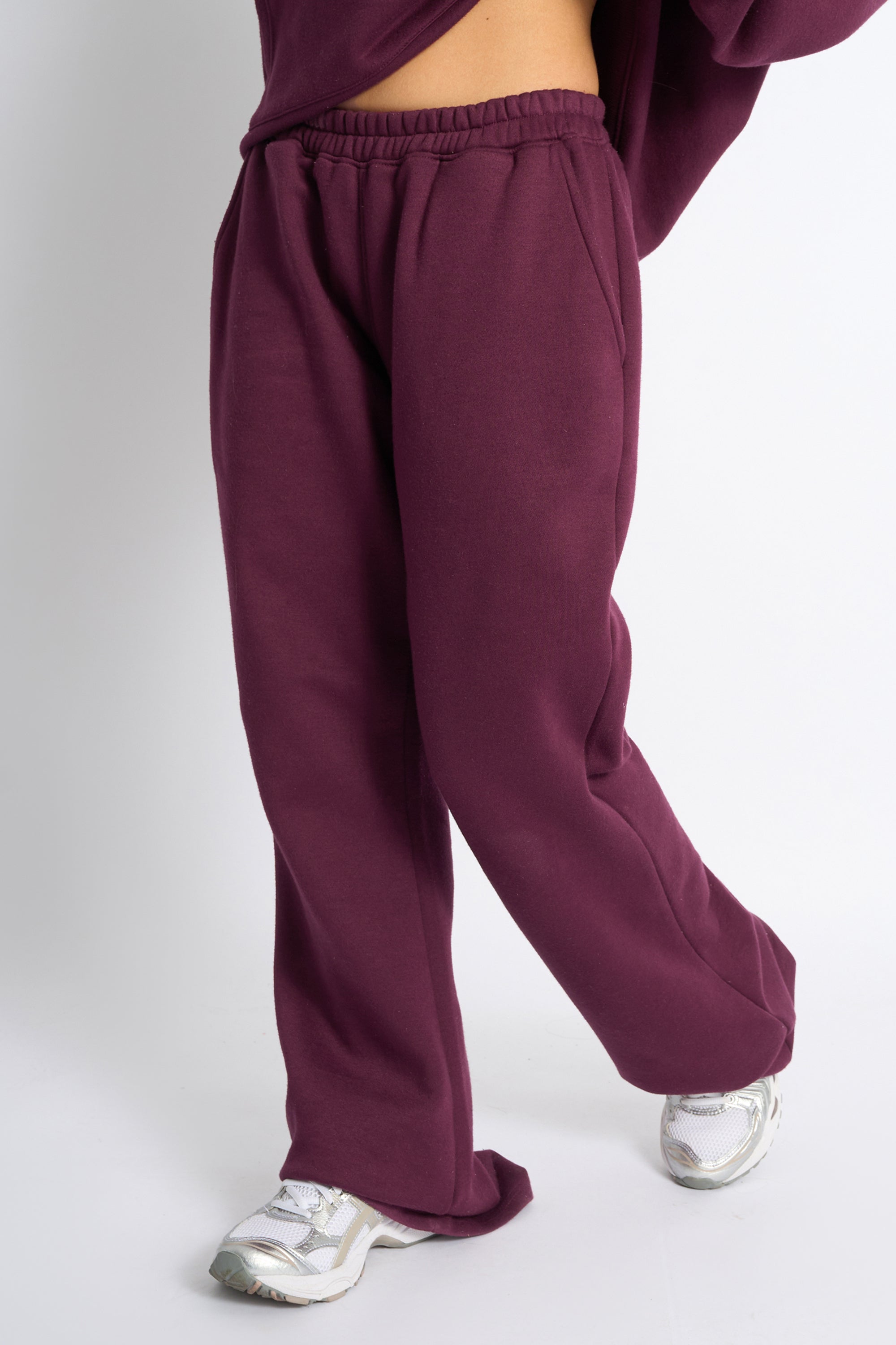 Kaiia Wide Leg Sweat Pants Deep Burgundy