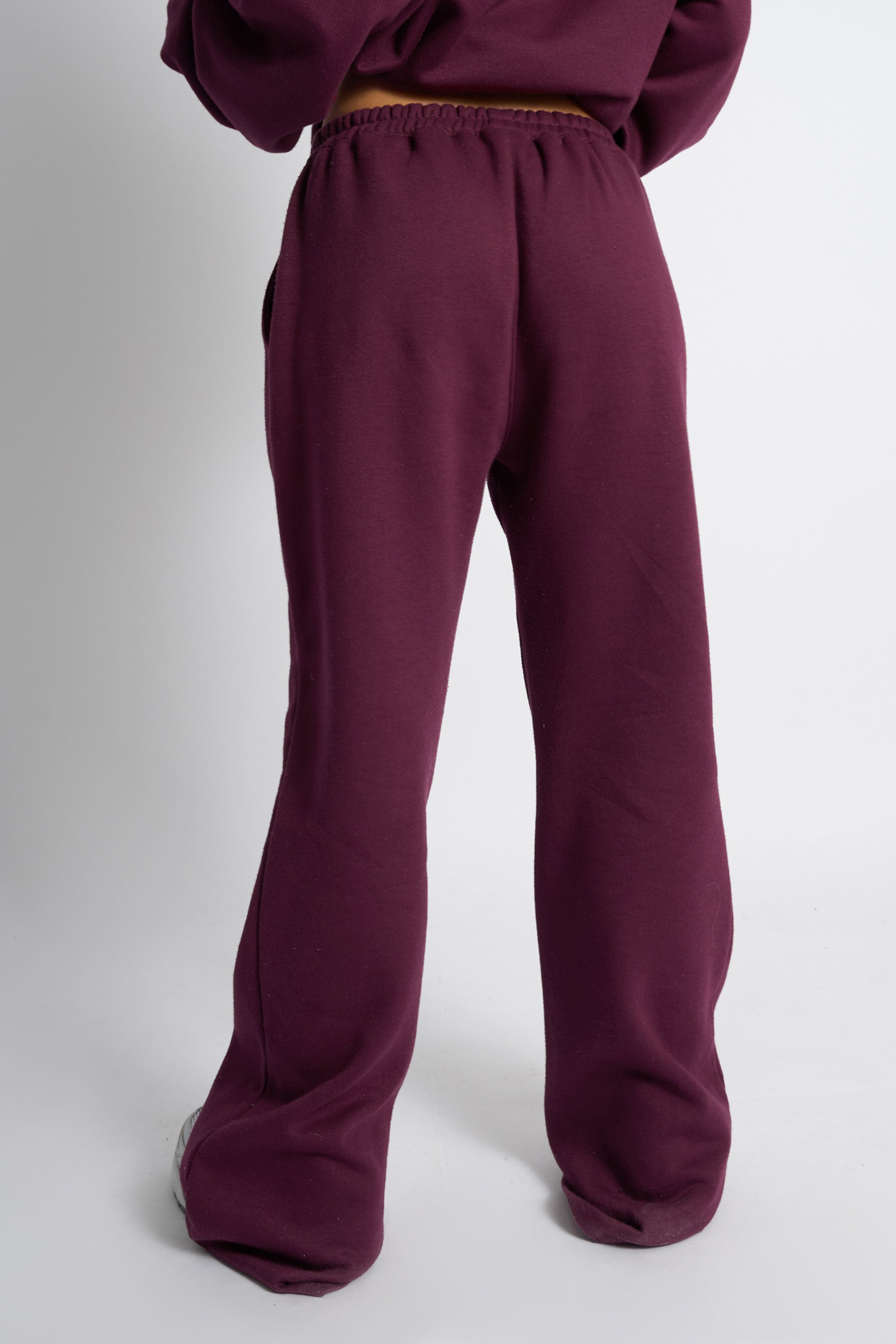 Kaiia Wide Leg Sweat Pants Deep Burgundy