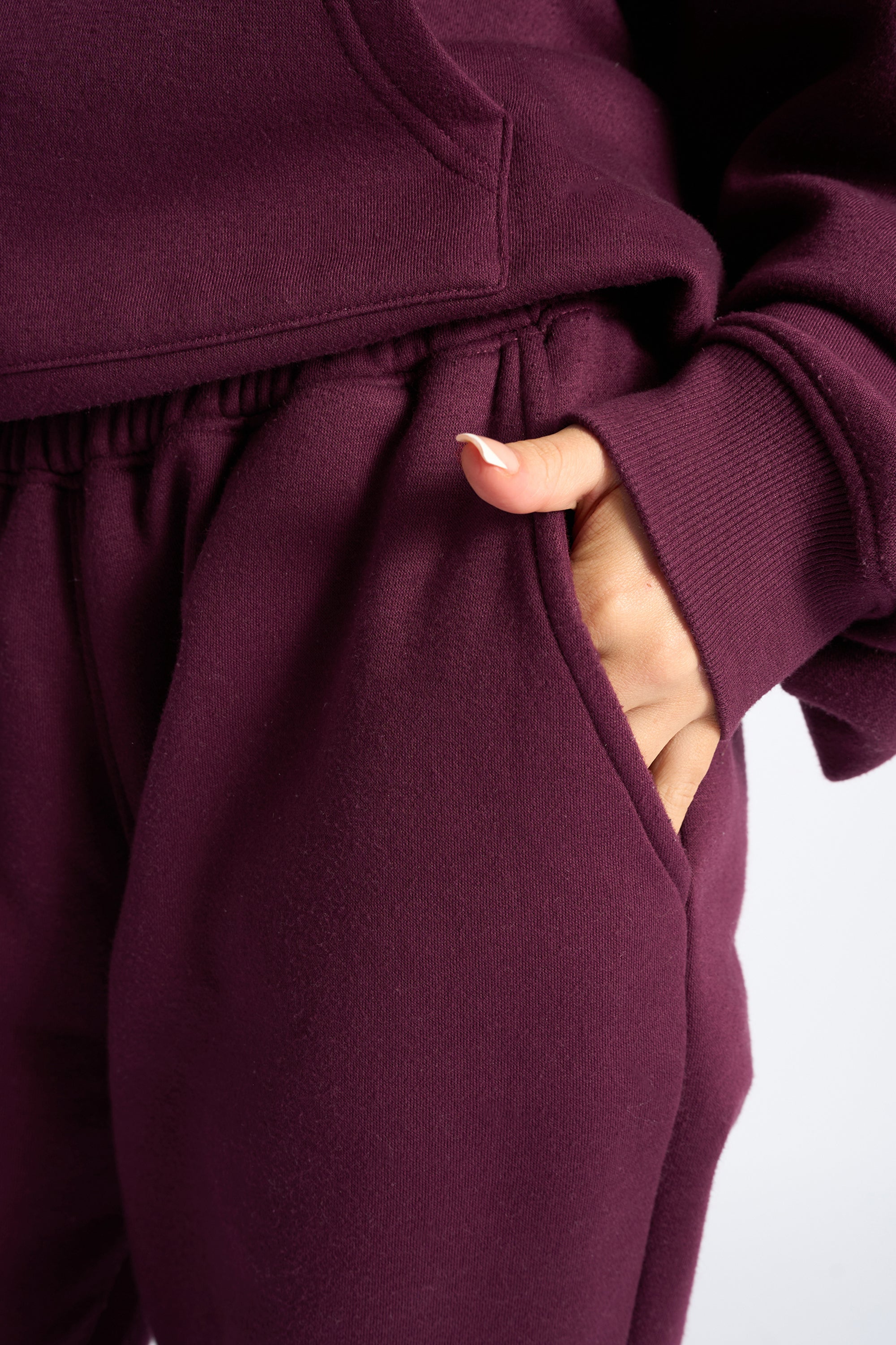 Kaiia Wide Leg Sweat Pants Deep Burgundy