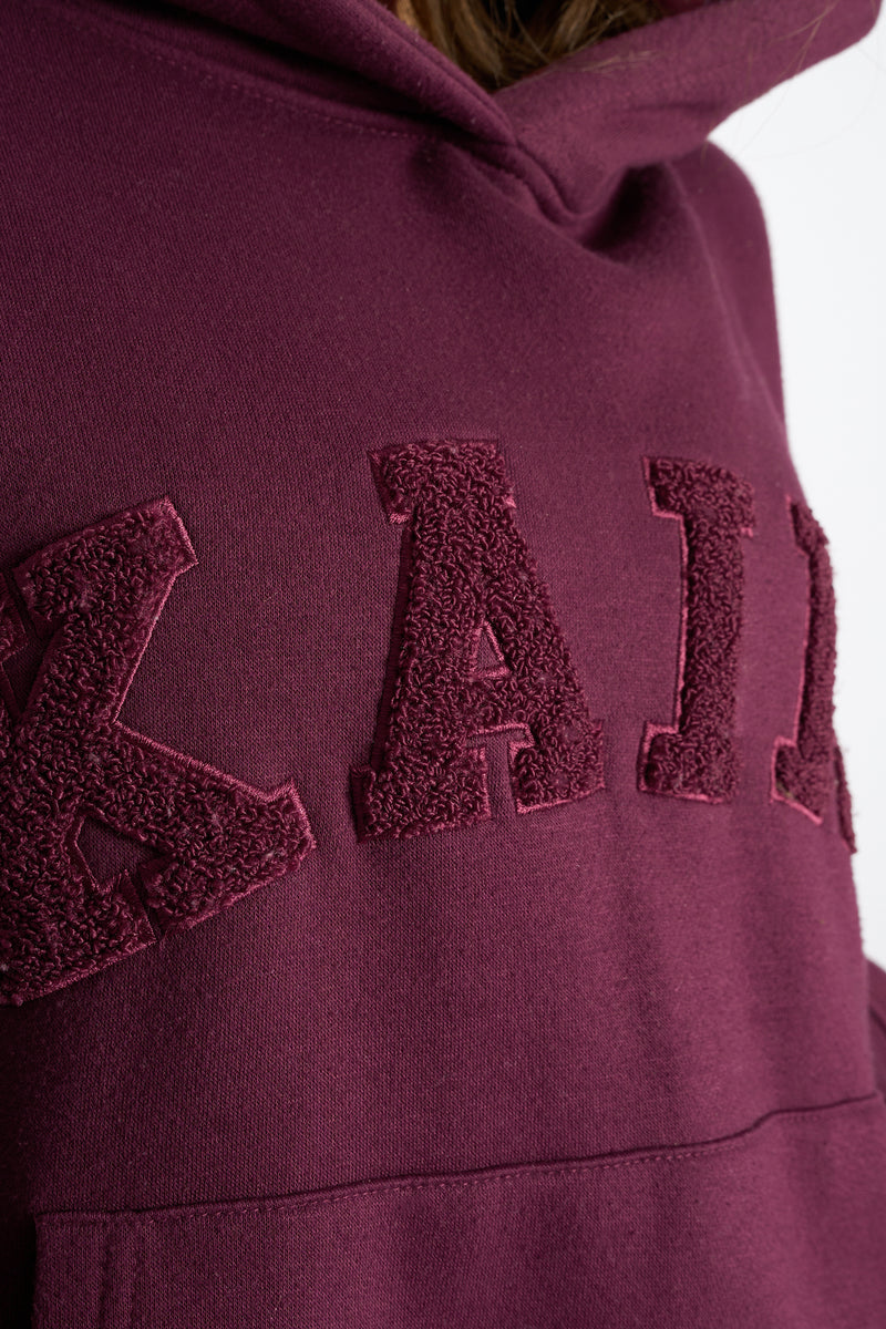 Kaiia Slogan Oversized Hoodie Deep Burgundy