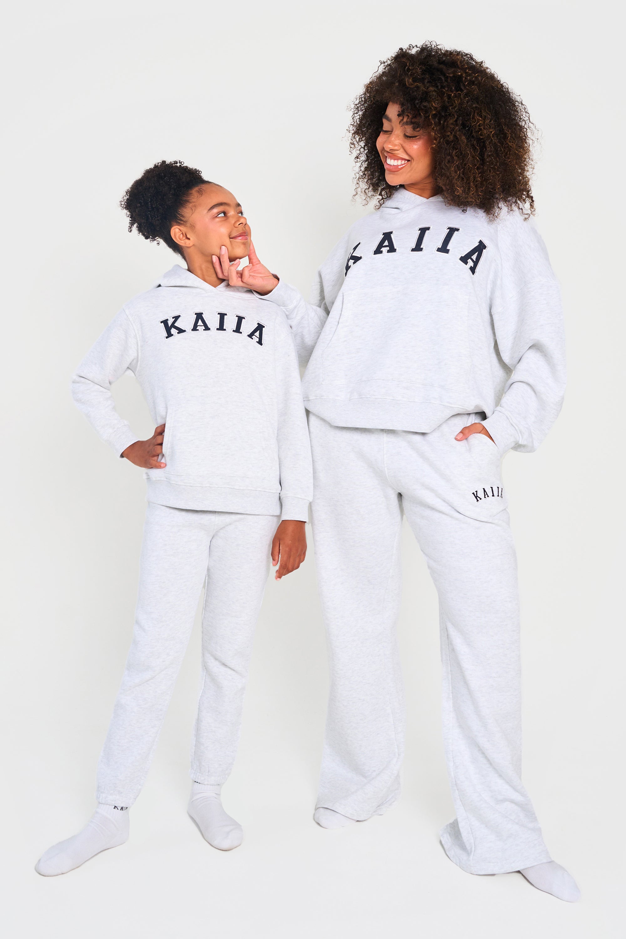 Kaiia Kids Hoodie Light Grey Marl & Navy