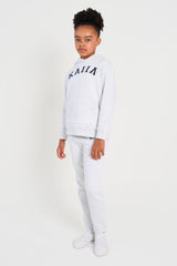 Kaiia Kids Cuffed Joggers Light Grey Marl & Navy