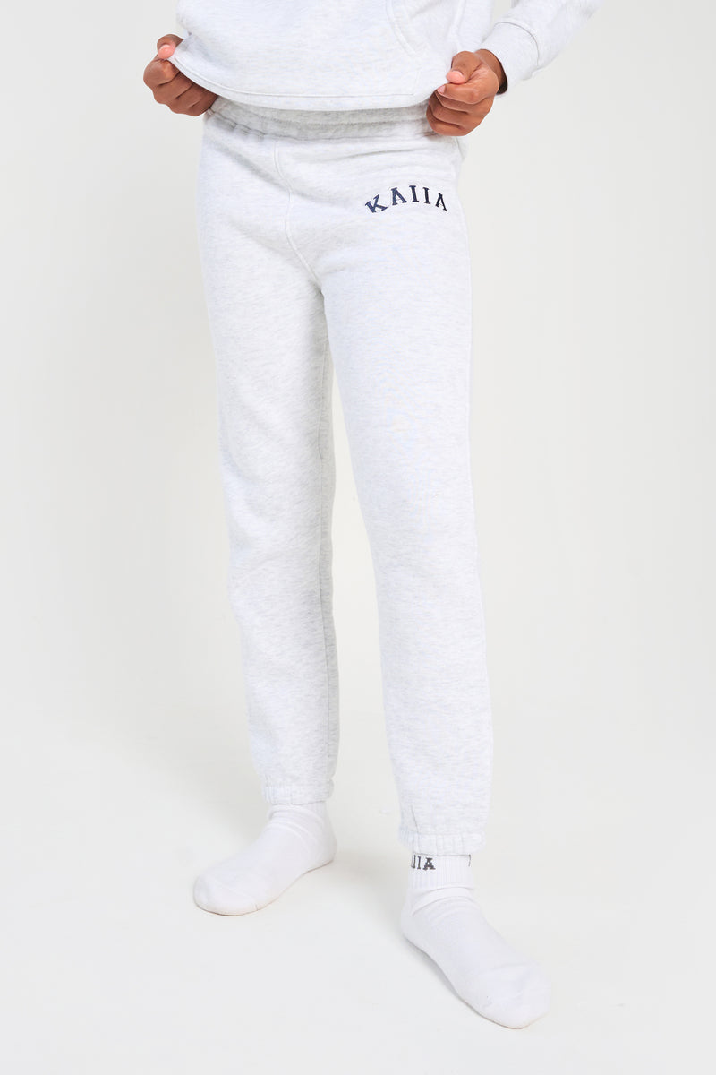 Kaiia Kids Cuffed Joggers Light Grey Marl & Navy