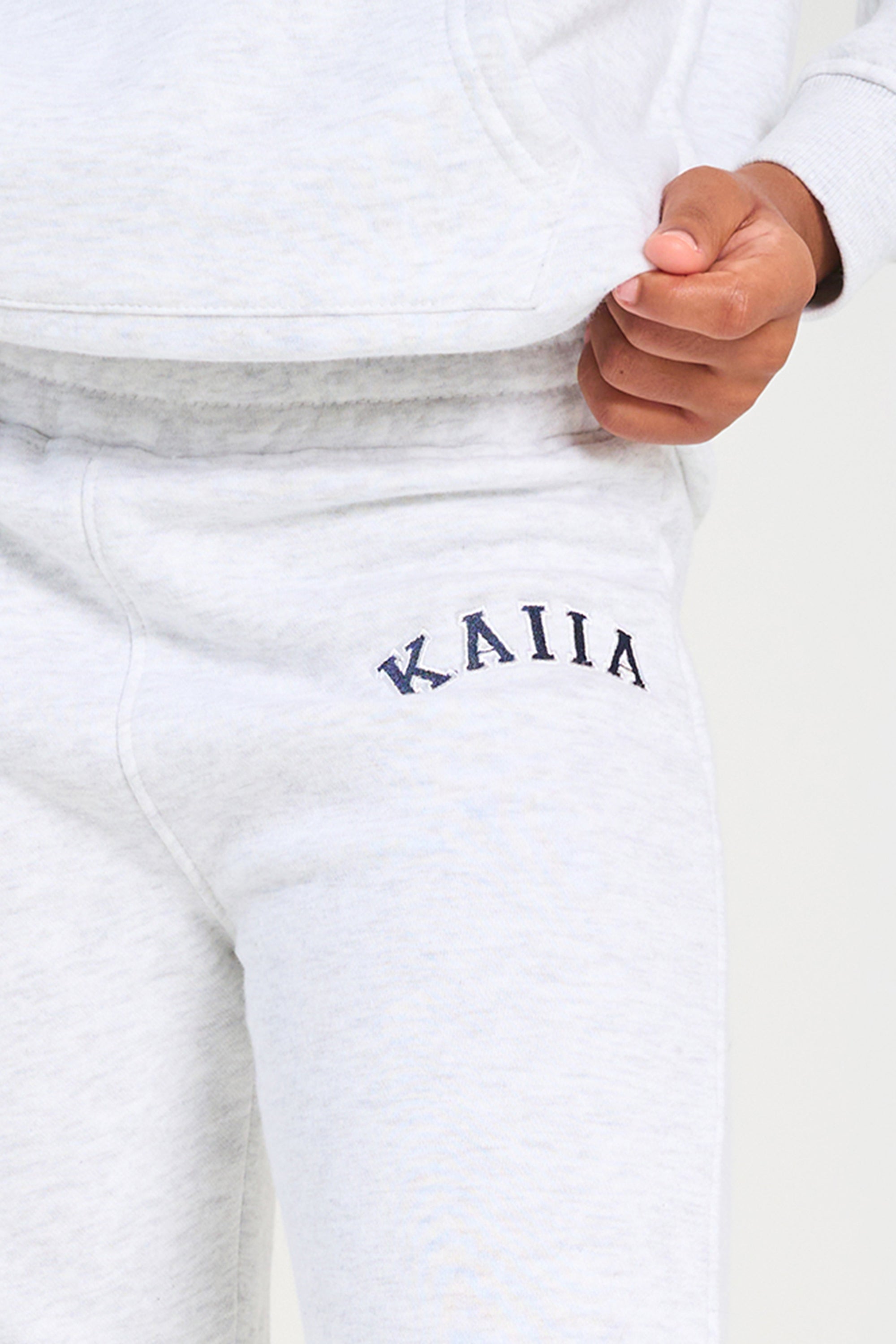 Kaiia Kids Cuffed Joggers Light Grey Marl & Navy