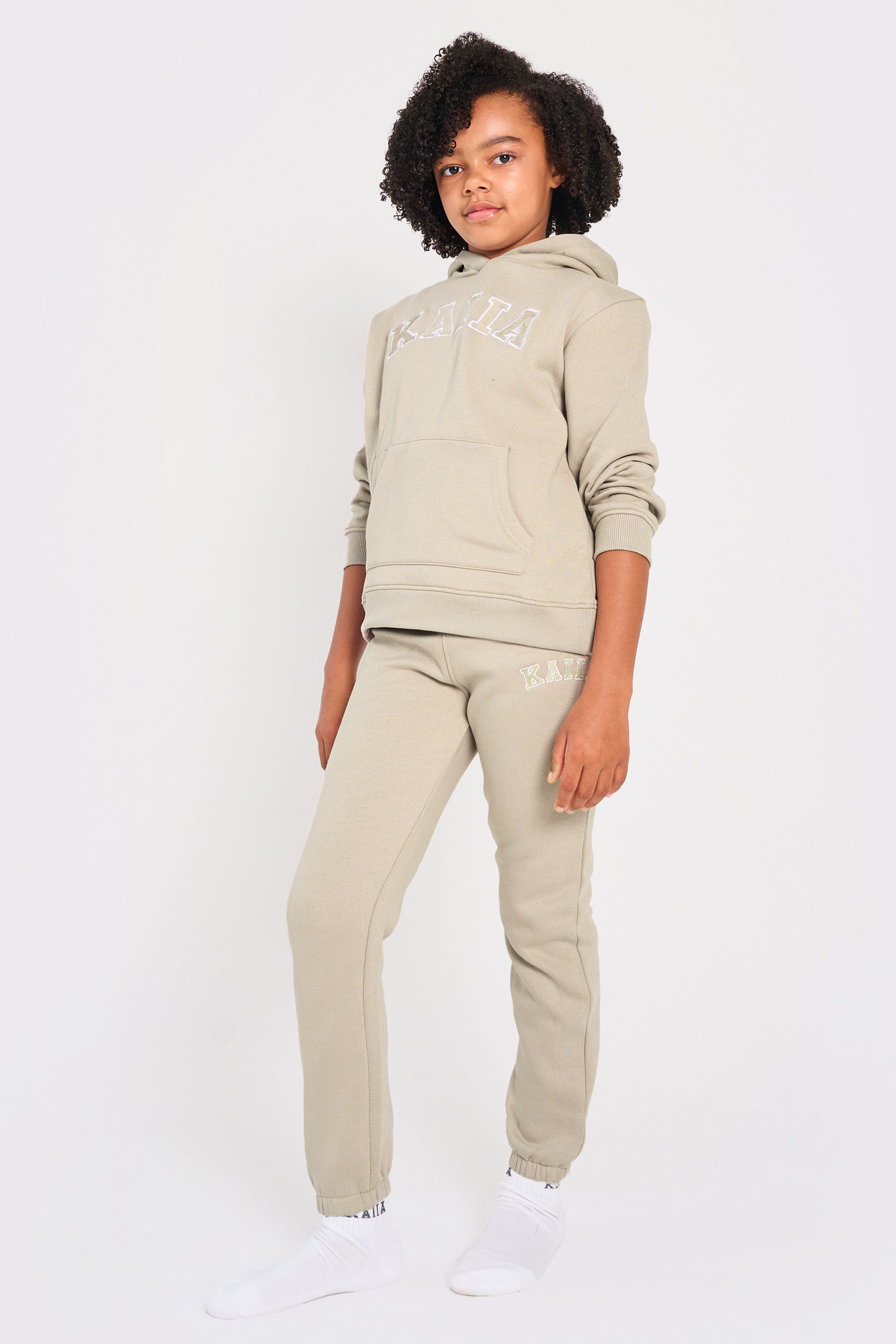 Kaiia Kids Cuffed Joggers Stone