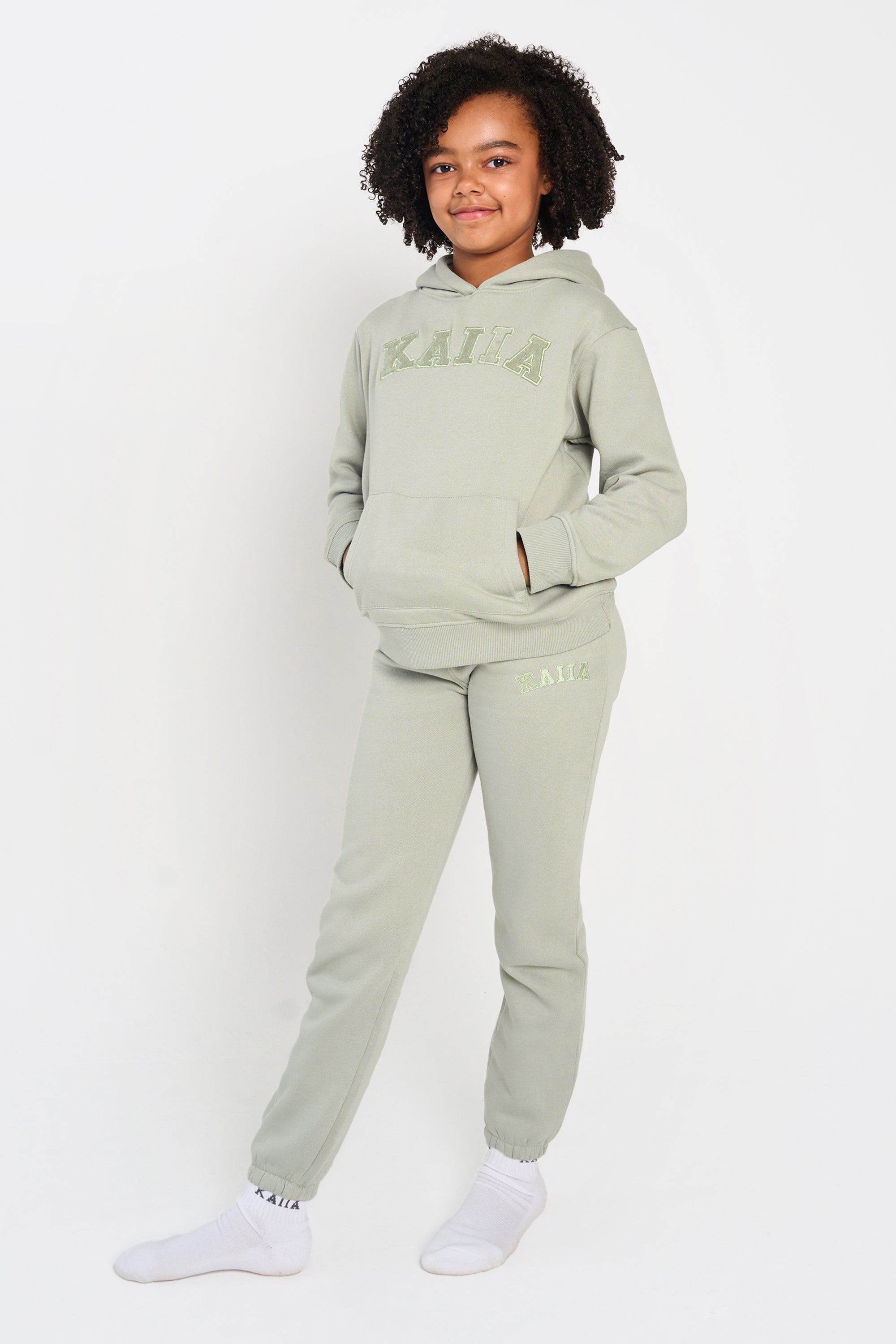 Kaiia Kids Cuffed Joggers Sage