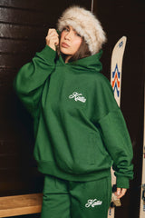 Kaiia Snowflake Logo Oversized Hoodie Forest Green