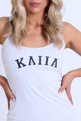 Kaiia Logo Mini Cami Dress Light Grey Marl