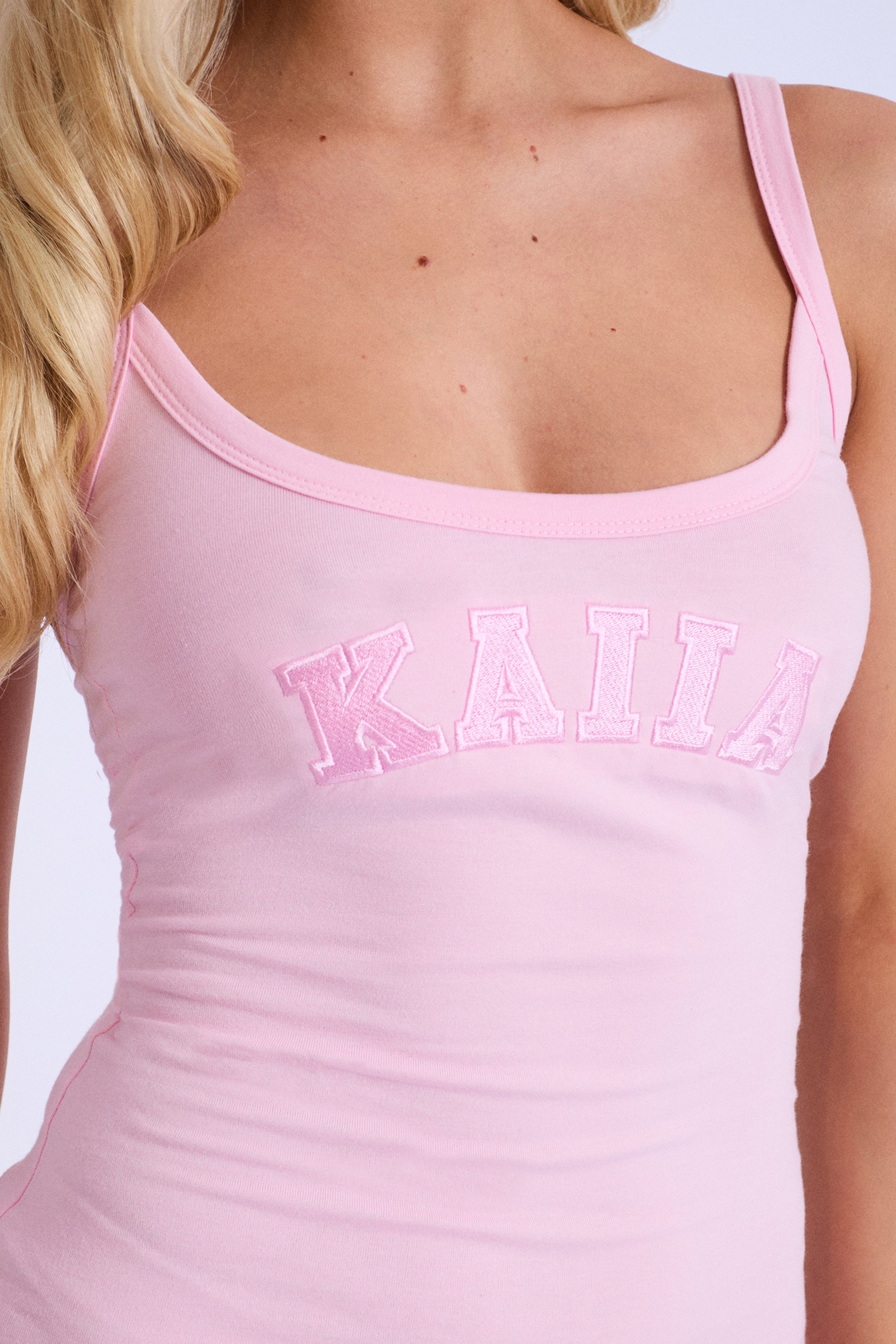 Kaiia Logo Mini Cami Dress Baby Pink