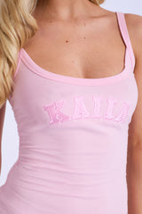 Kaiia Logo Mini Cami Dress Baby Pink