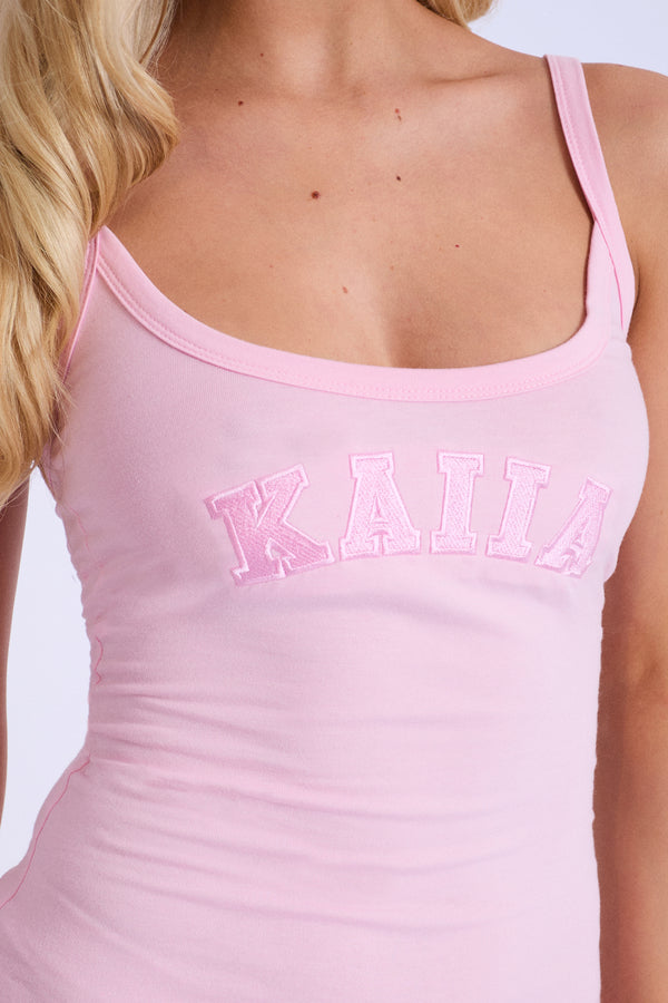 Kaiia Logo Mini Cami Dress Baby Pink