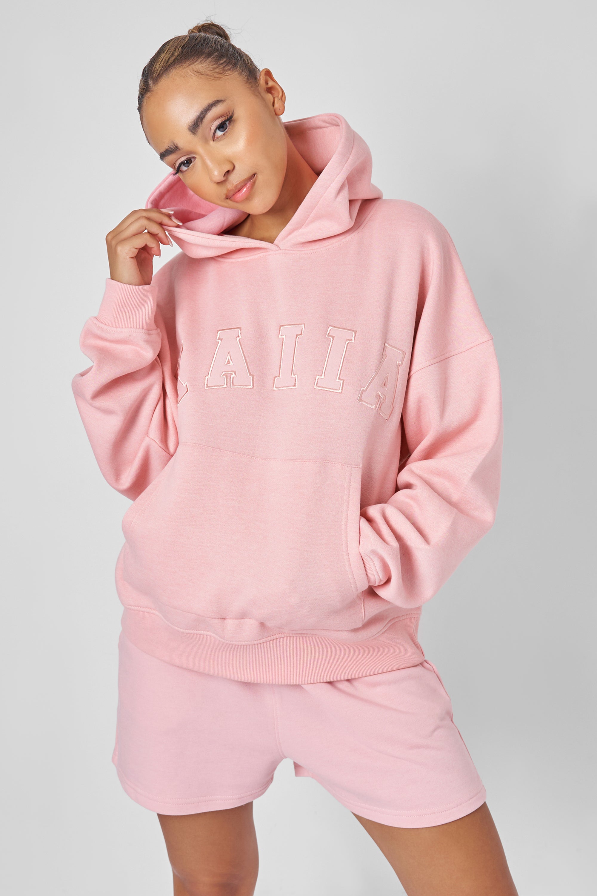 Kaiia Slogan Oversized Hoodie Pink